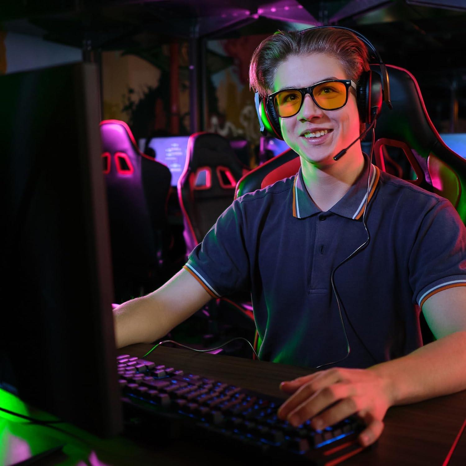 Gafas bloqueadoras de luz azul ámbar UV400 para computadora y juegos