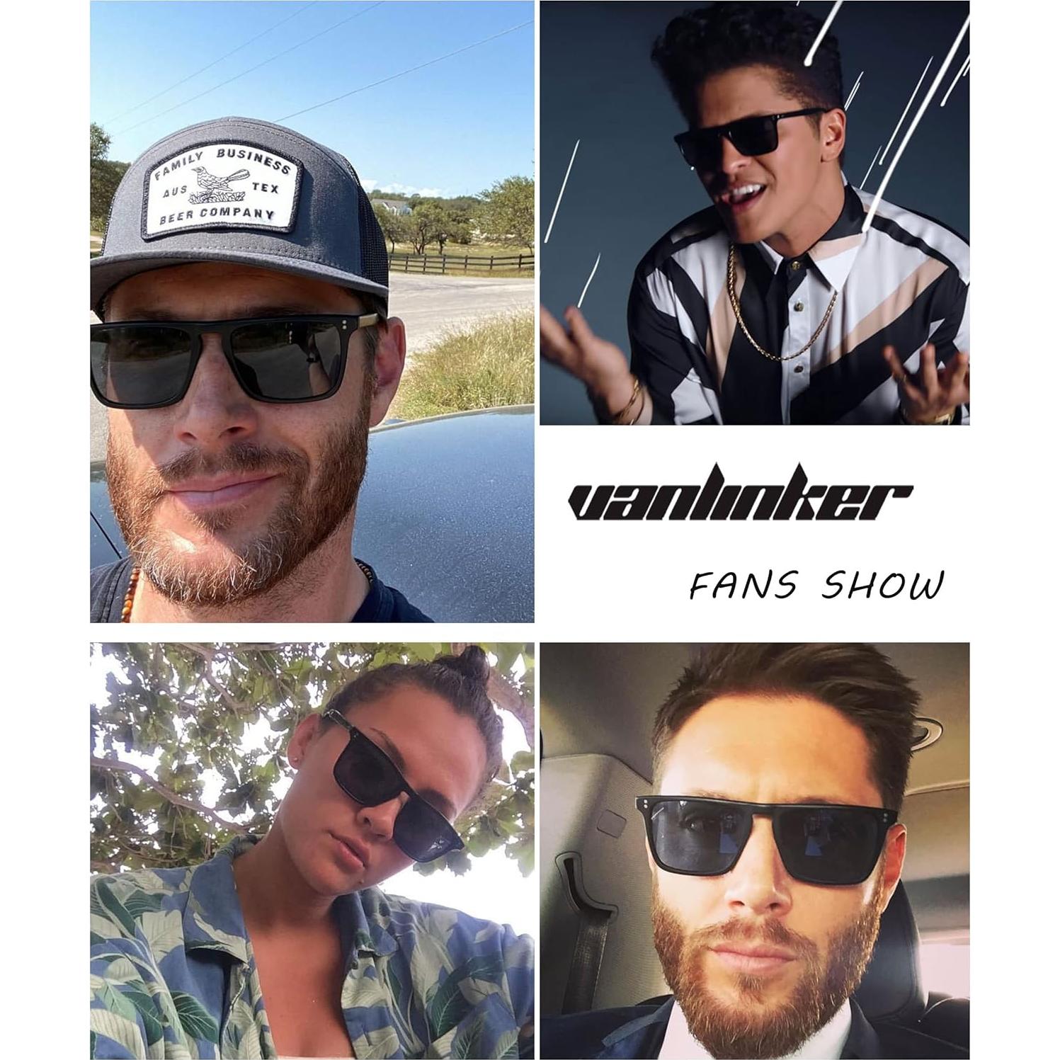 Gafas de sol cuadradas polarizadas Vanlinker UV400 para hombres