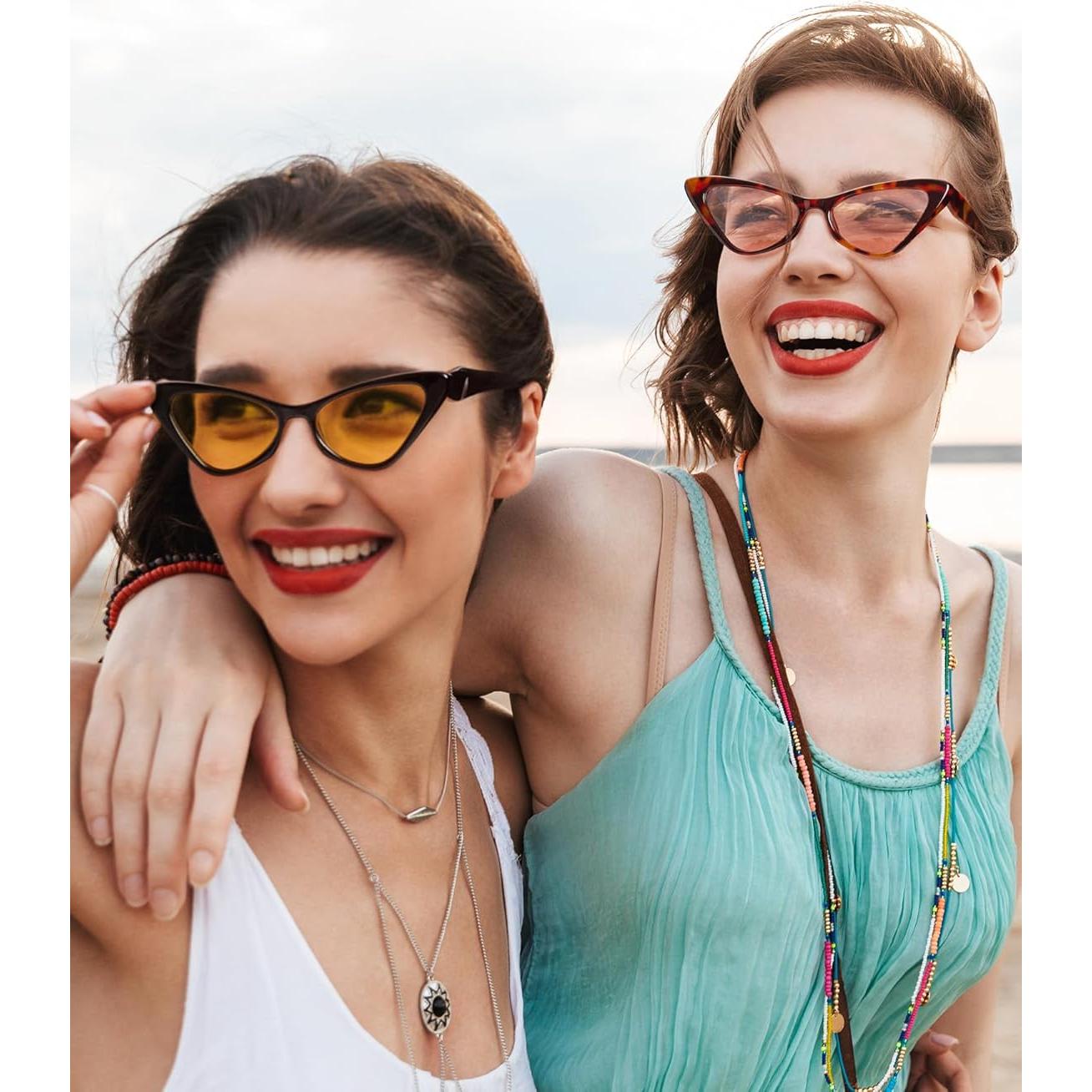 Veda Tinda Vision Cat Eye Sunglasses for Women Tinted Polarized Retro Rave Large Cateye Vintage Womens Glasses UV Protection