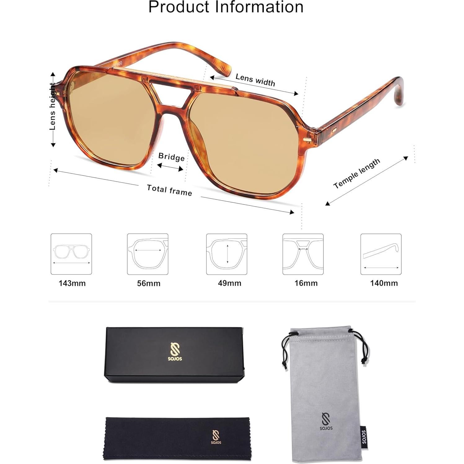 Gafas de Sol Polarizadas SojoS SJ2283 Retro Aviador Unisex