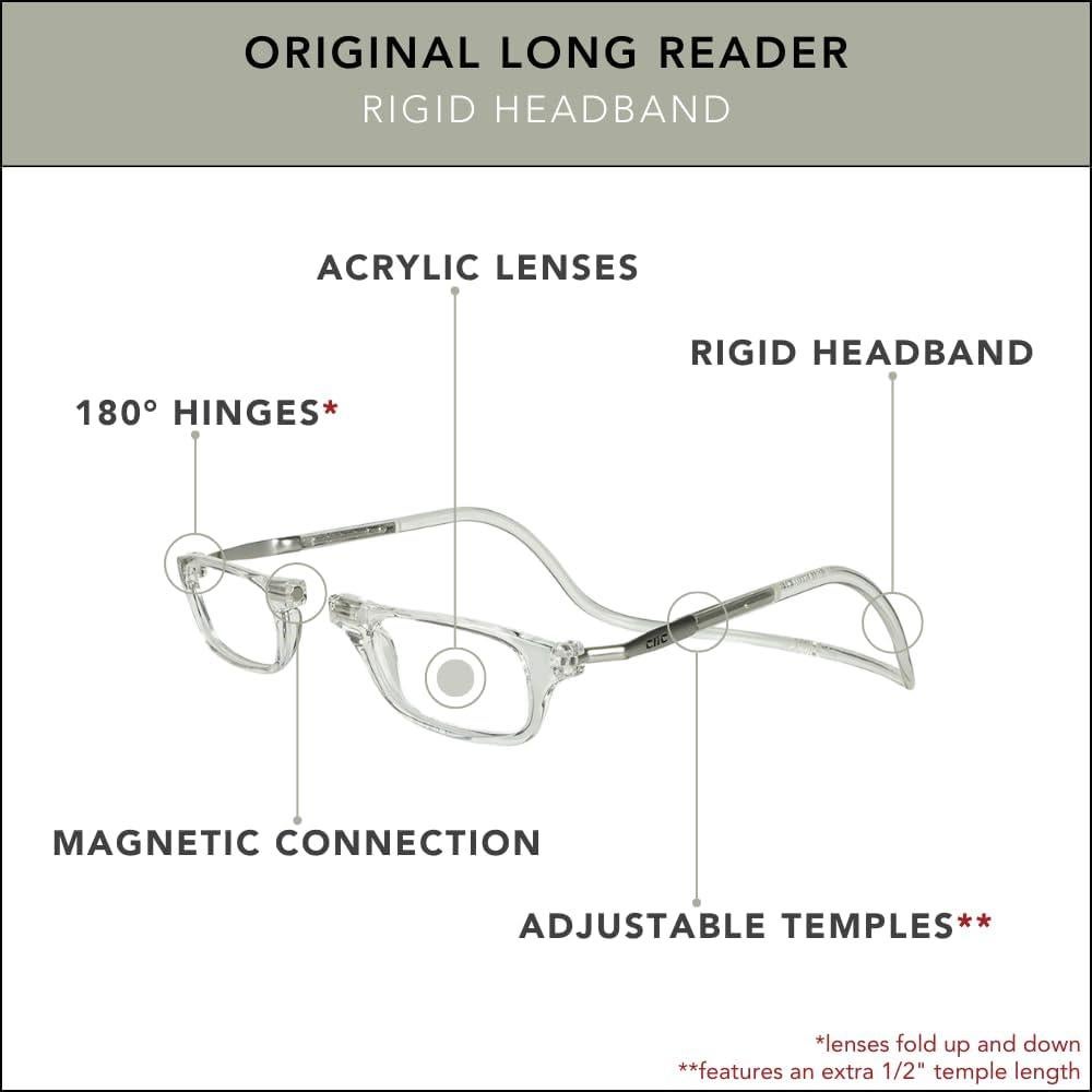 Gafas de lectura magnéticas CliC Original Largo 2.0x Transparente