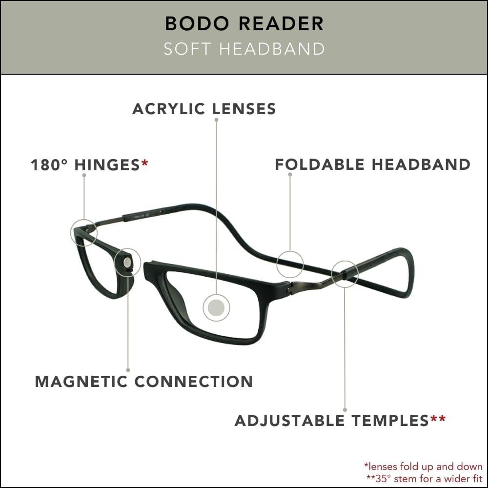 Gafas de Lectura Magnéticas CliC Bodo XL-XXL Negro Mate 2.0x