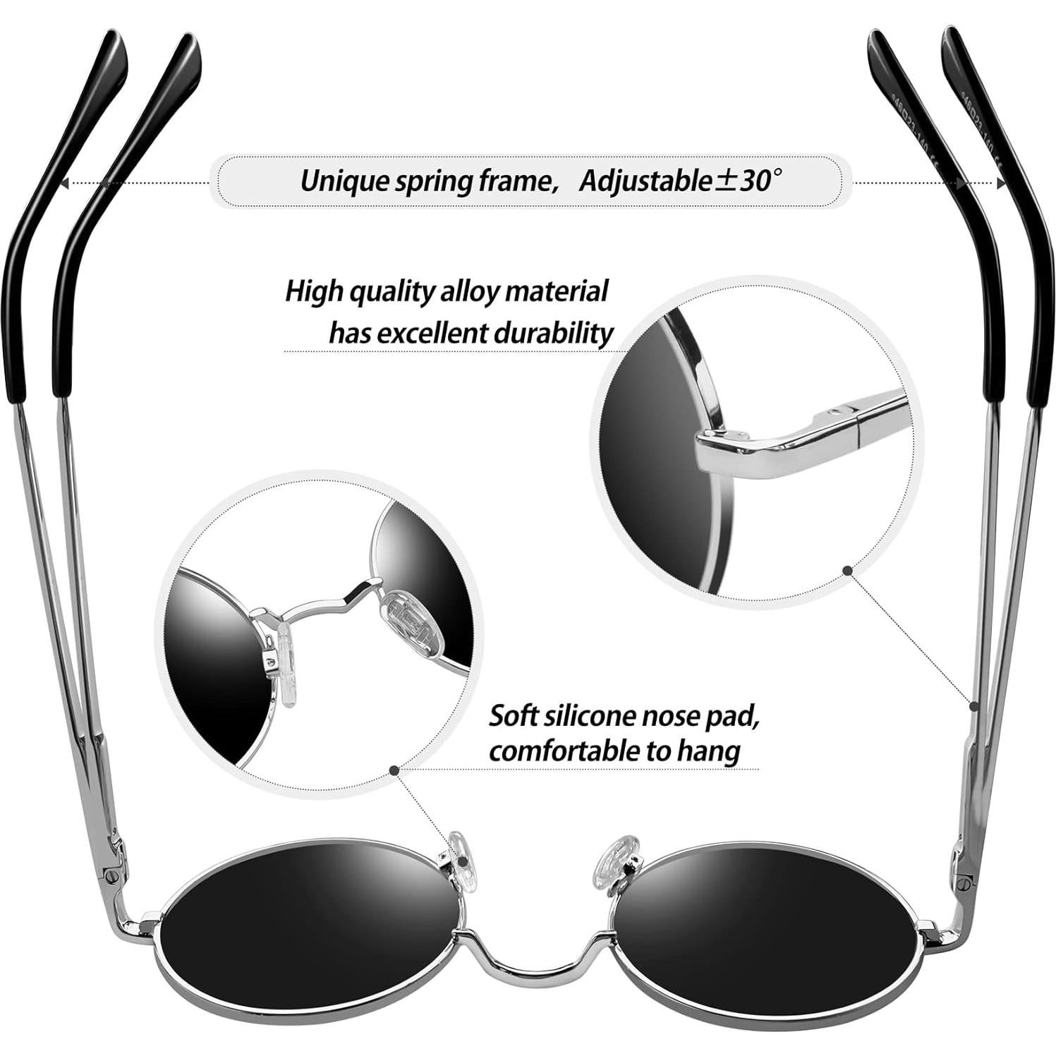 Gafas de sol redondas polarizadas KANASTAL UV400 para hombres