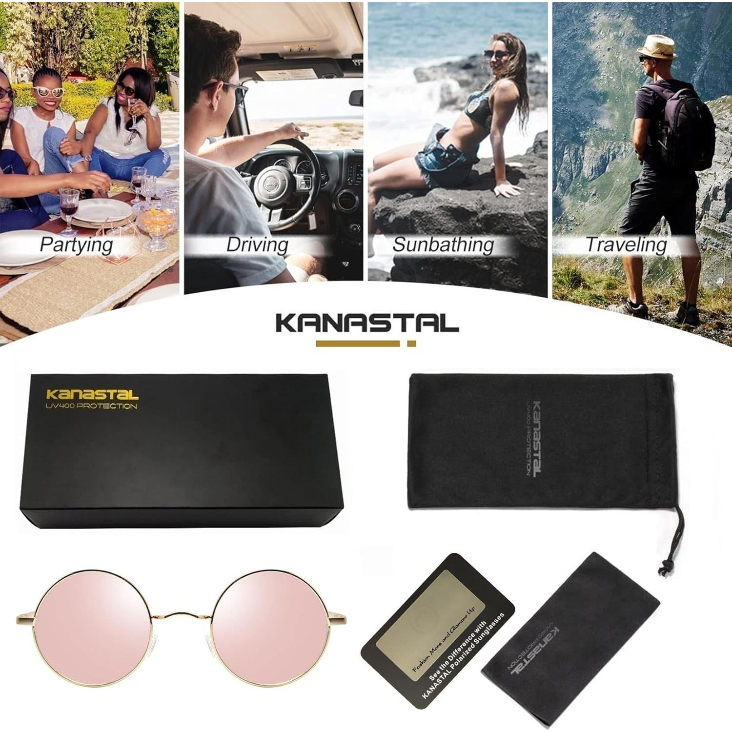 Gafas de sol redondas polarizadas KANASTAL UV400 para hombres