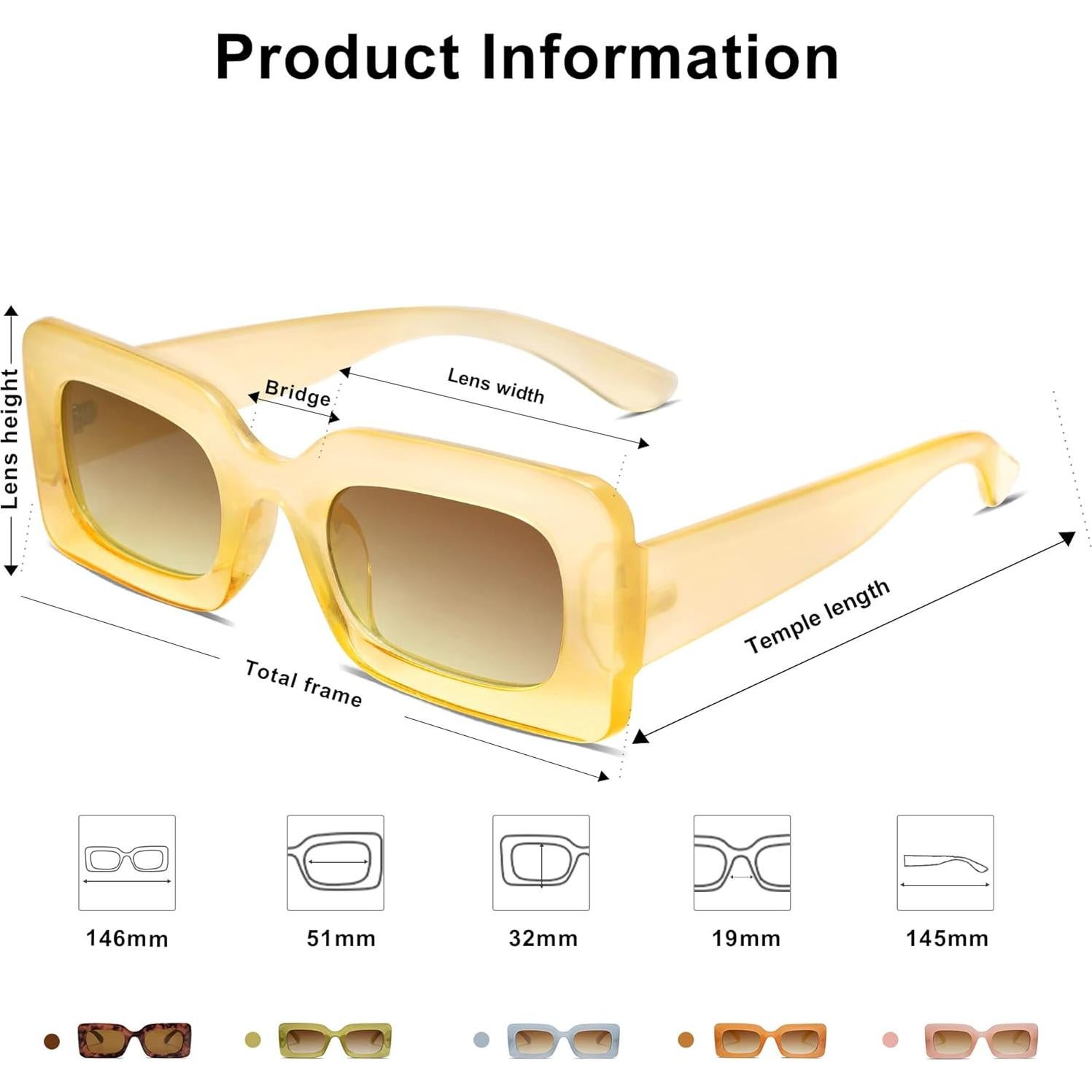 Gafas de Sol Rectangulares SOJOS UV400 Nude para Mujer