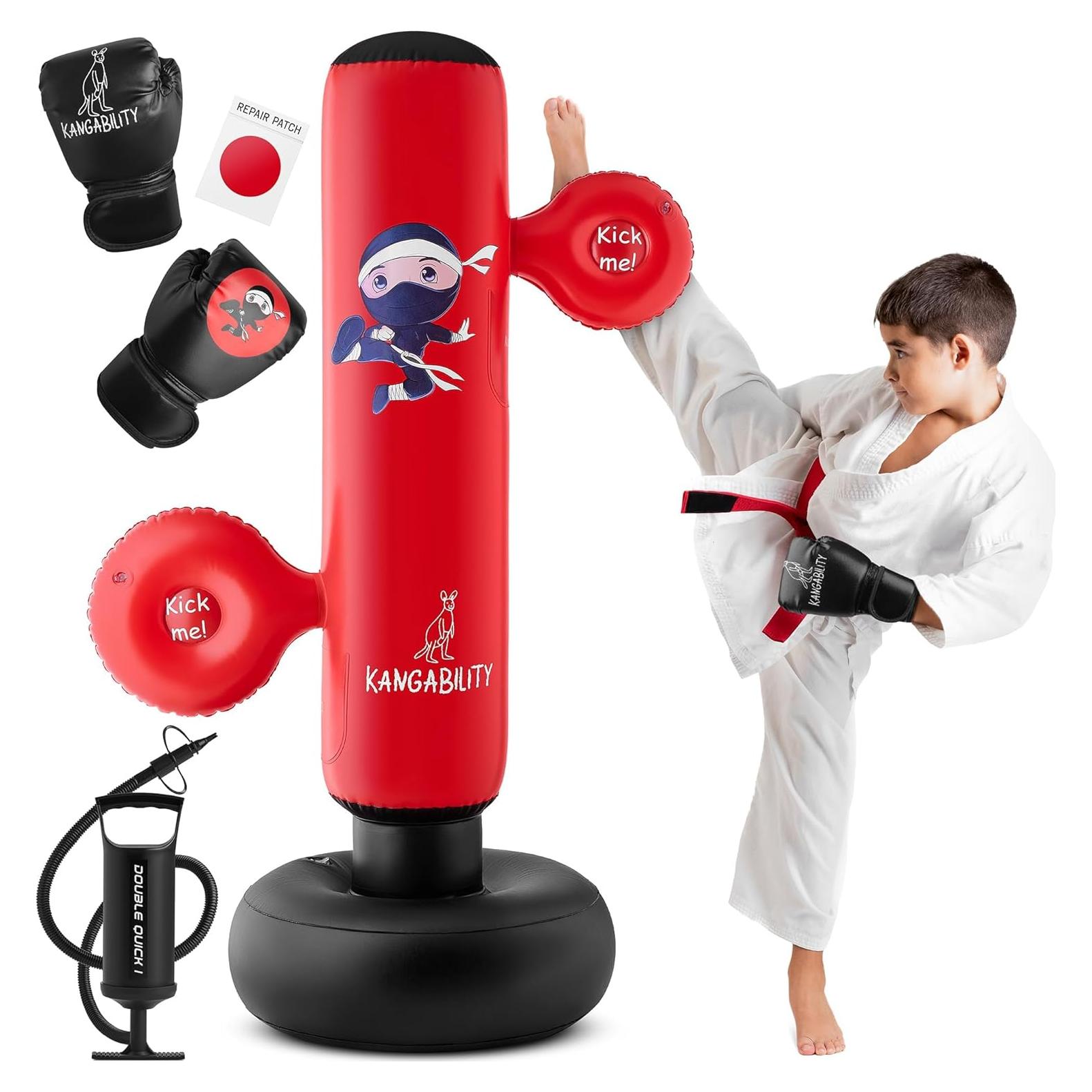 Saco de Boxeo Inflable KANGABILITY 1.60 m con Guantes y Bomba