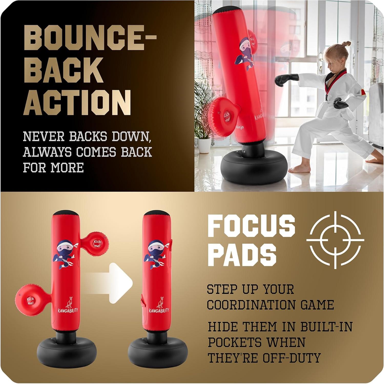 Saco de Boxeo Inflable KANGABILITY 1.60 m con Guantes y Bomba