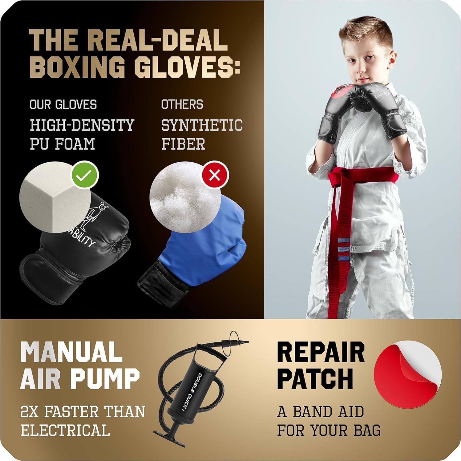 Saco de Boxeo Inflable KANGABILITY 1.60 m con Guantes y Bomba