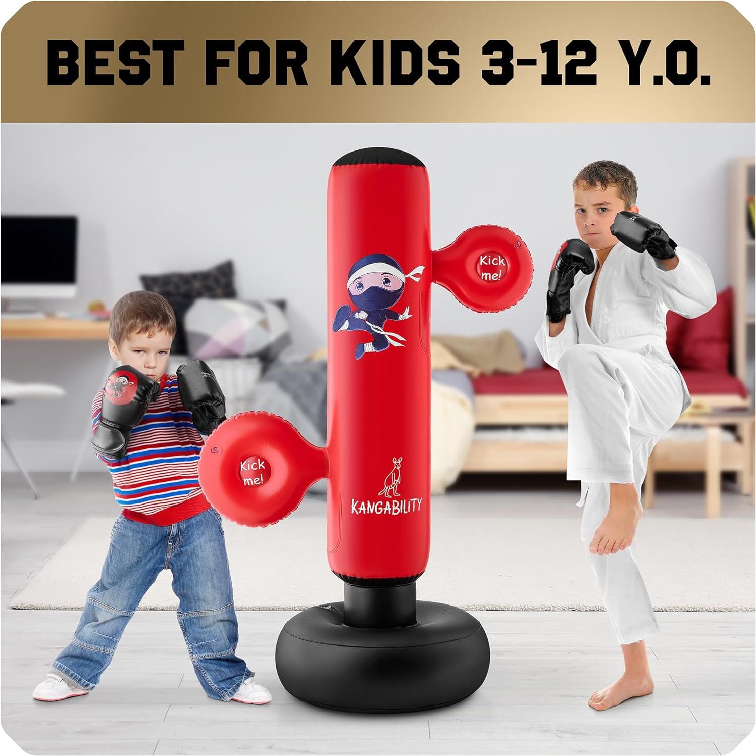 Saco de Boxeo Inflable KANGABILITY 1.60 m con Guantes y Bomba