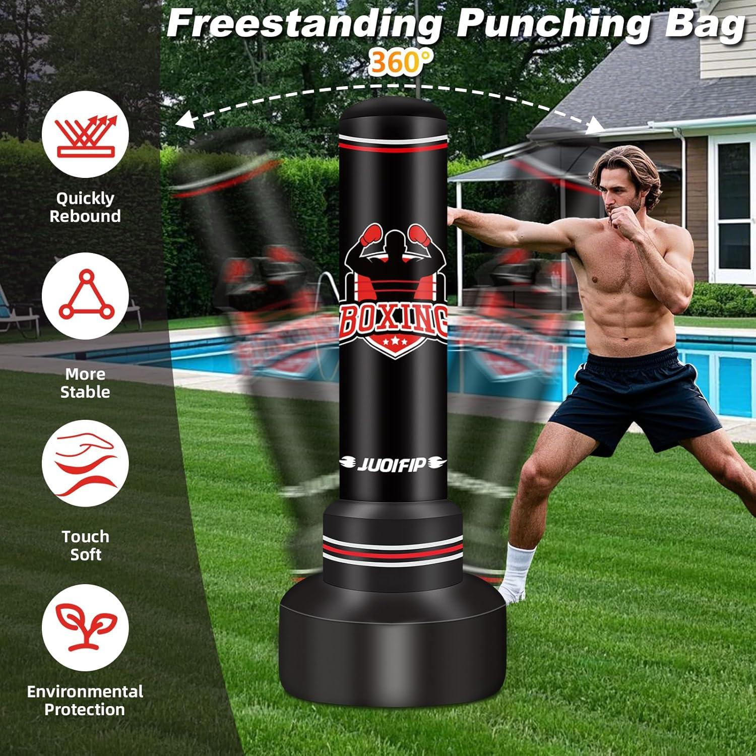 Bolsa de Boxeo de Pie JUOIFIP 177.8 cm con Guantes y Bomba