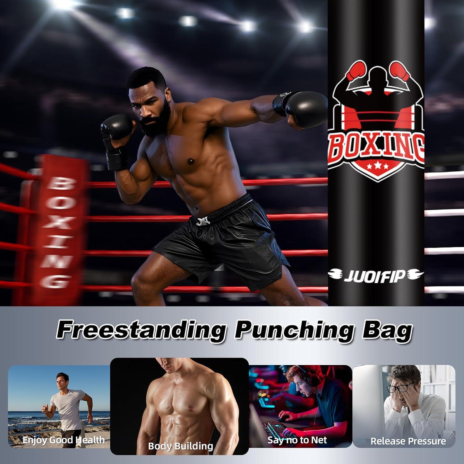 Bolsa de Boxeo de Pie JUOIFIP 177.8 cm con Guantes y Bomba