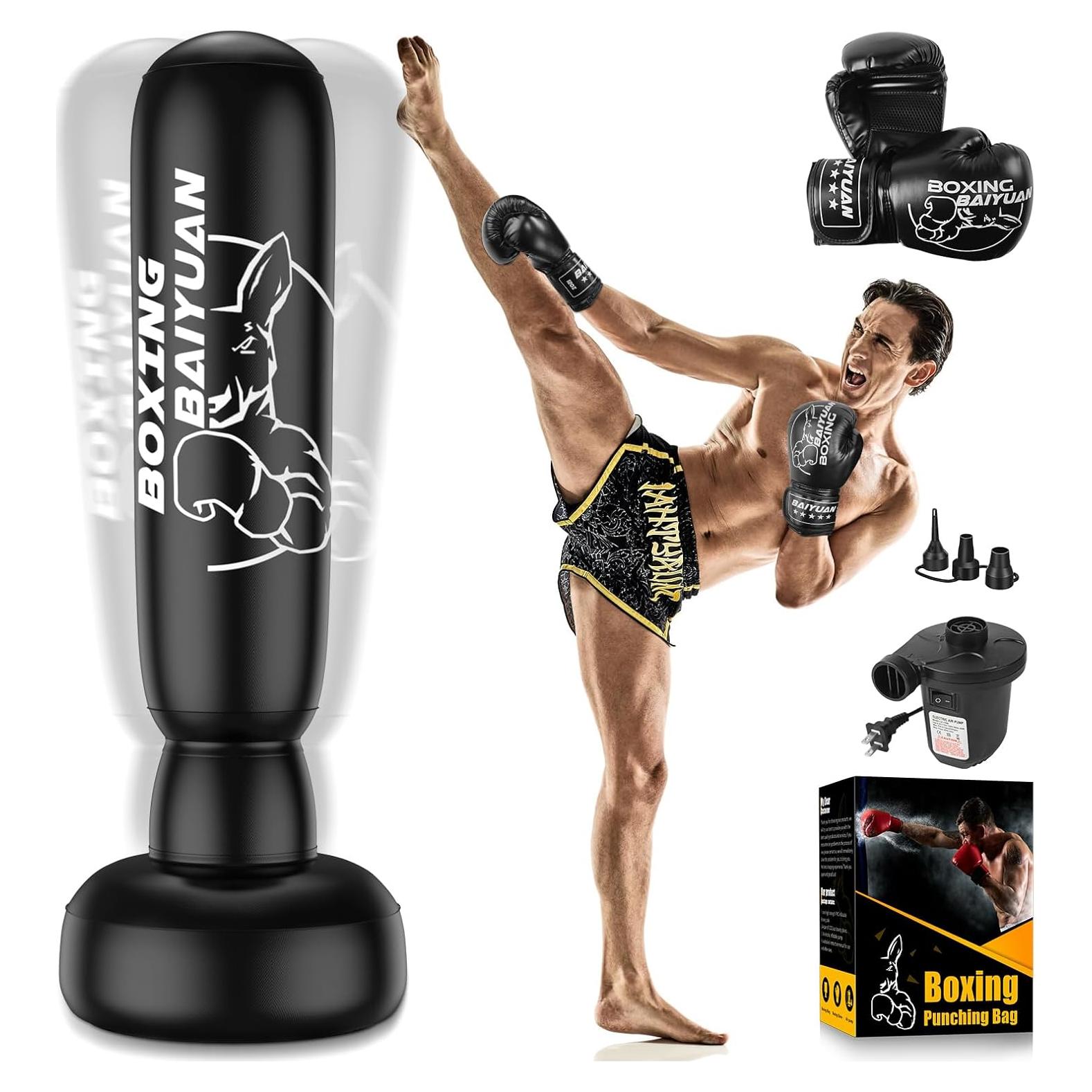 Saco de Boxeo Freestanding BaiYuan 180 cm con Guantes y Bomba