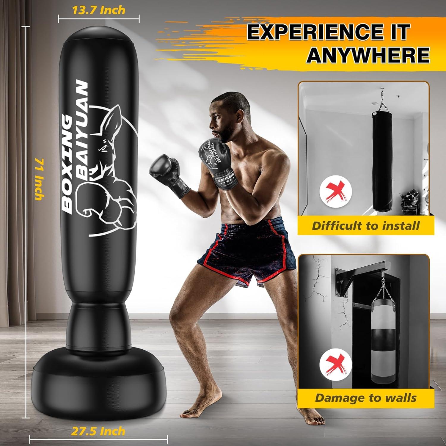 Saco de Boxeo Freestanding BaiYuan 180 cm con Guantes y Bomba