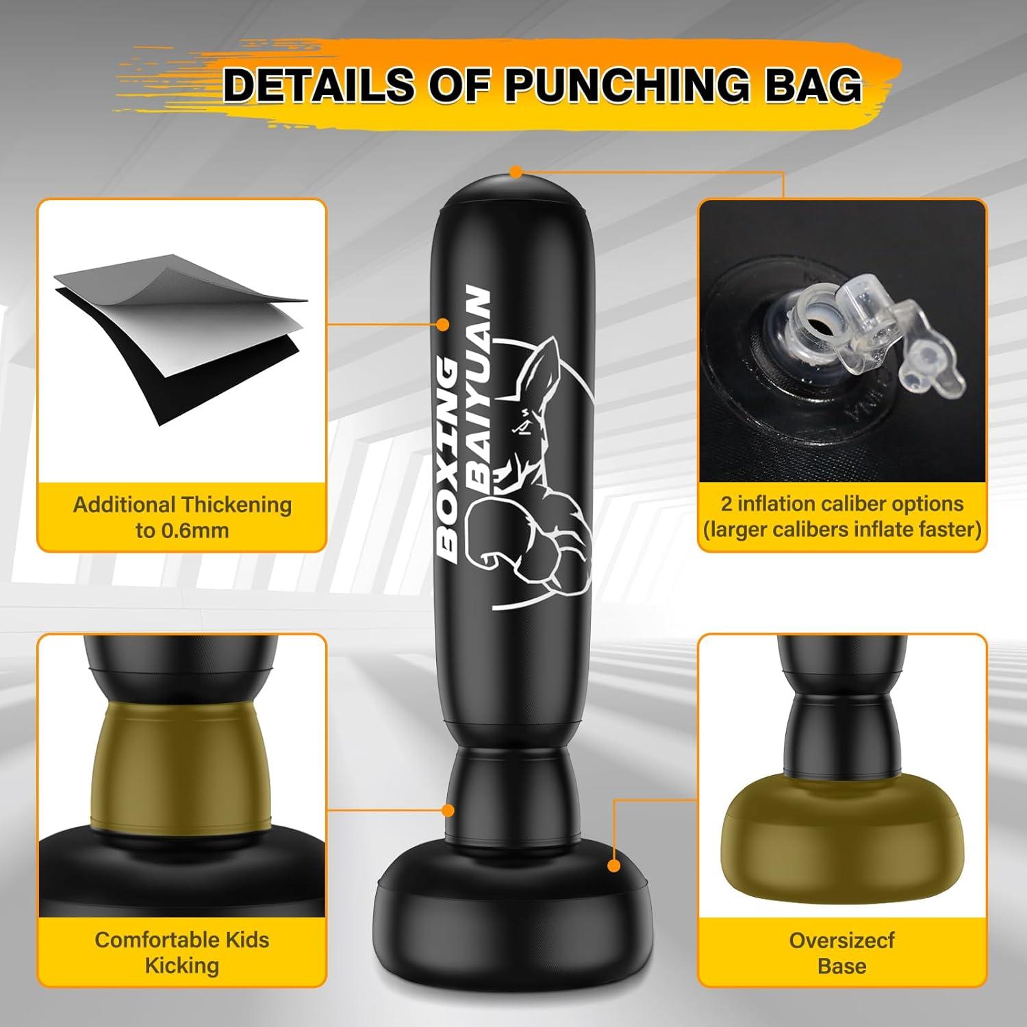 Saco de Boxeo Freestanding BaiYuan 180 cm con Guantes y Bomba