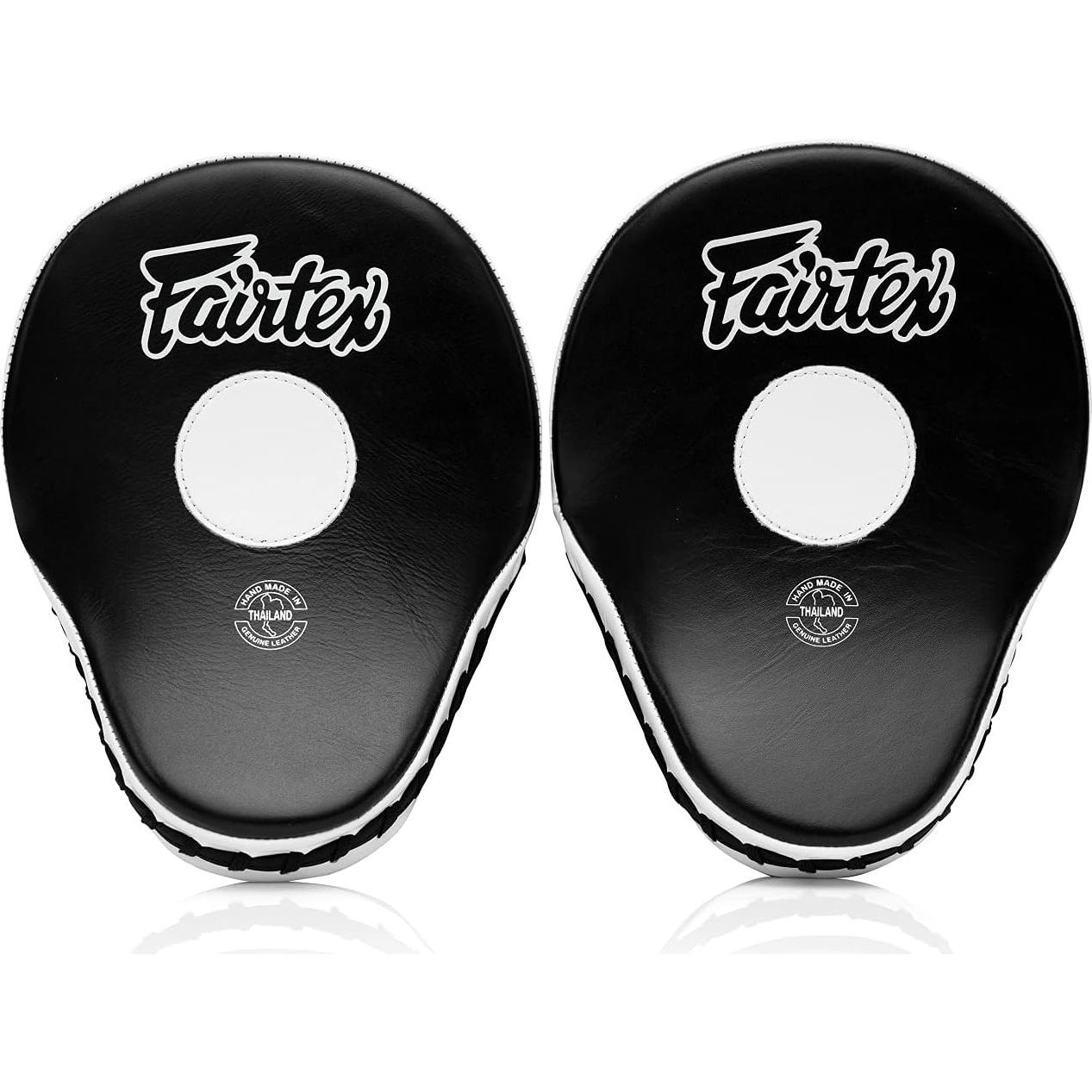 Mitones de Enfoque Contorneados Fairtex - Cuero Sintético, Negro/Blanco