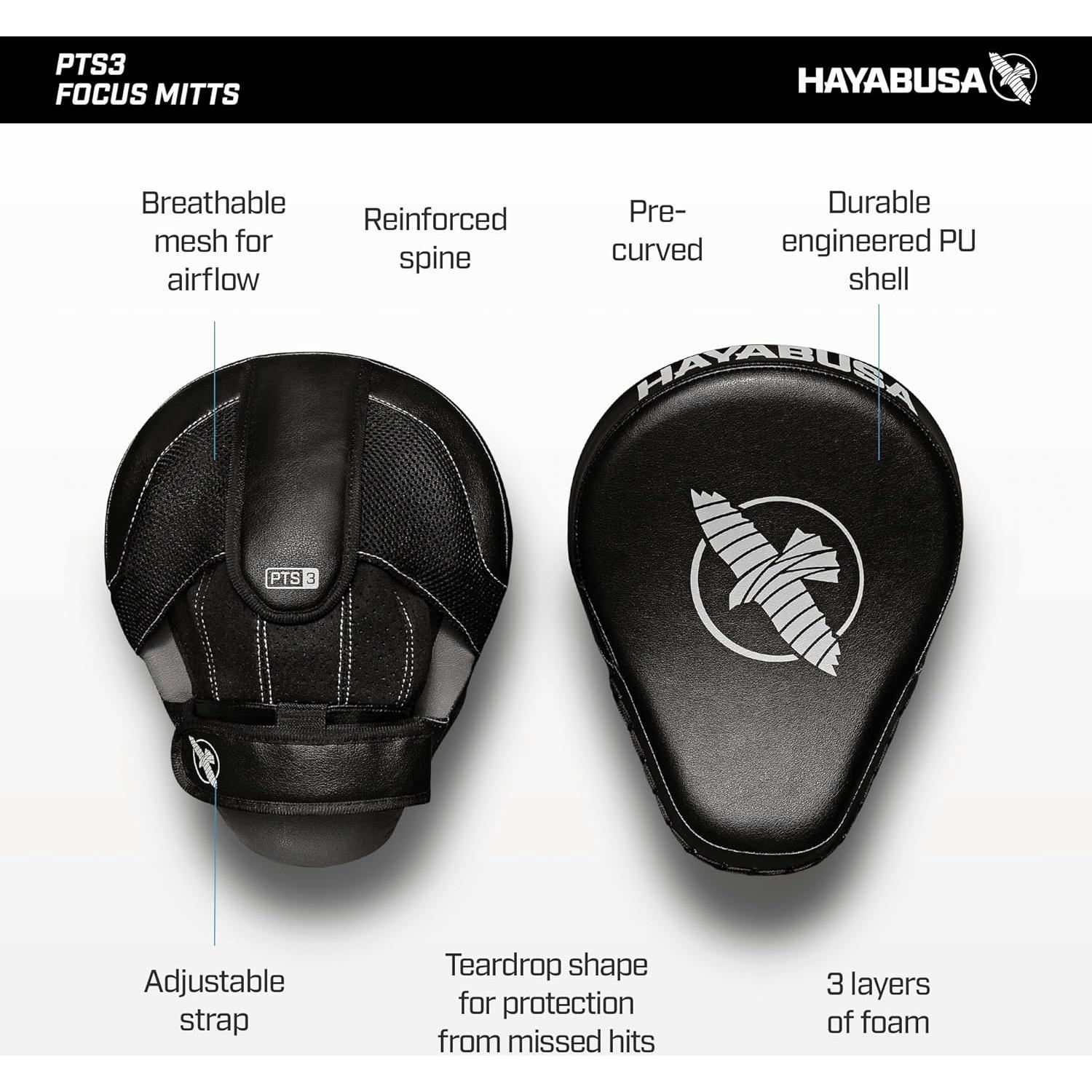 Guantes de Enfoque Hayabusa PTS 3 - Negro, Talla Única