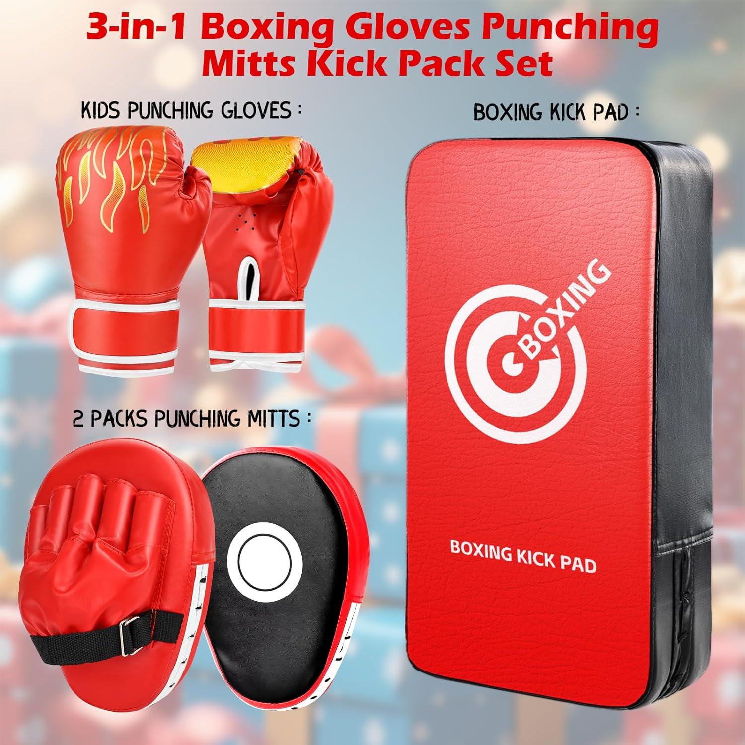 Juego de Guantes de Boxeo YORWHIN 3 en 1 para Niños
