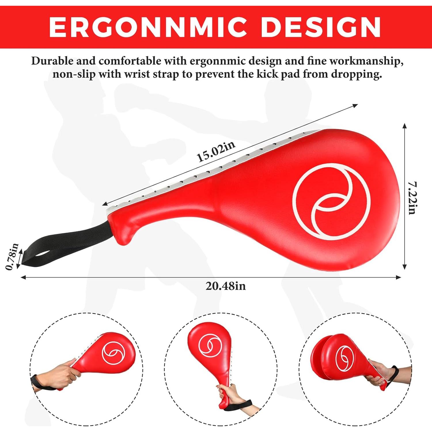 Almohadillas de Patada Taekwondo Poen 3 Pcs PU Rojo