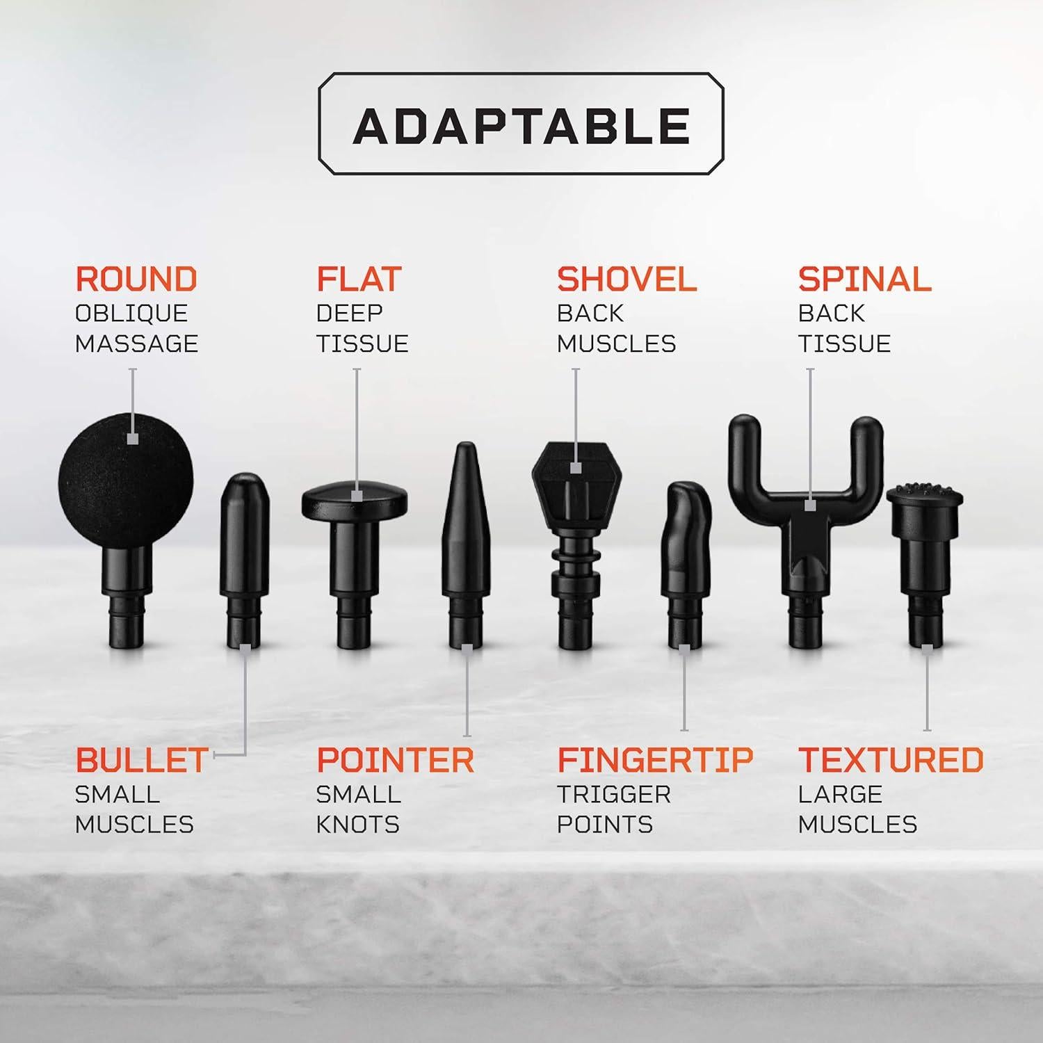 LifePro Pistola de Masaje Percusiva - 8 Accesorios y 15 Velocidades