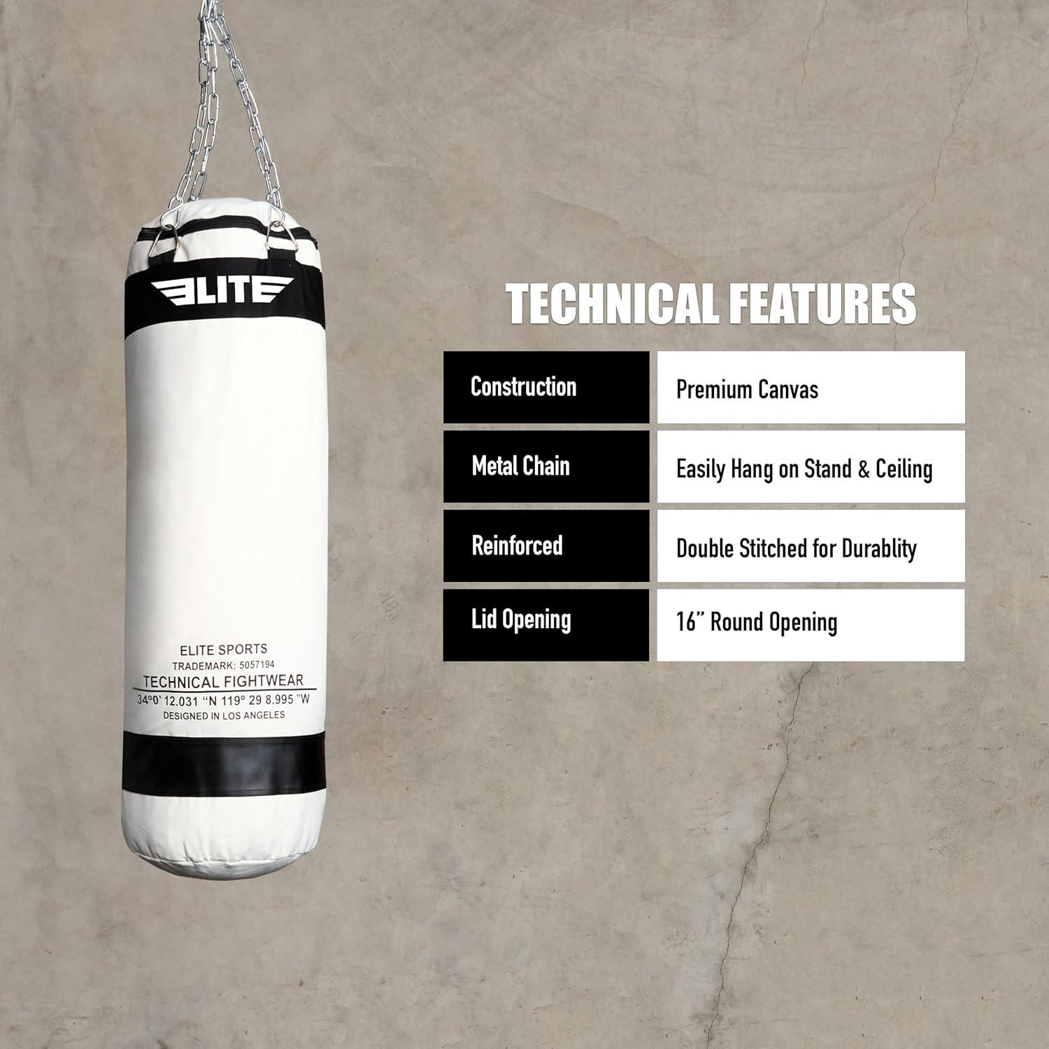 Saco de Boxeo de Lona Elite Sports 35.5x86.4cm Sin Relleno