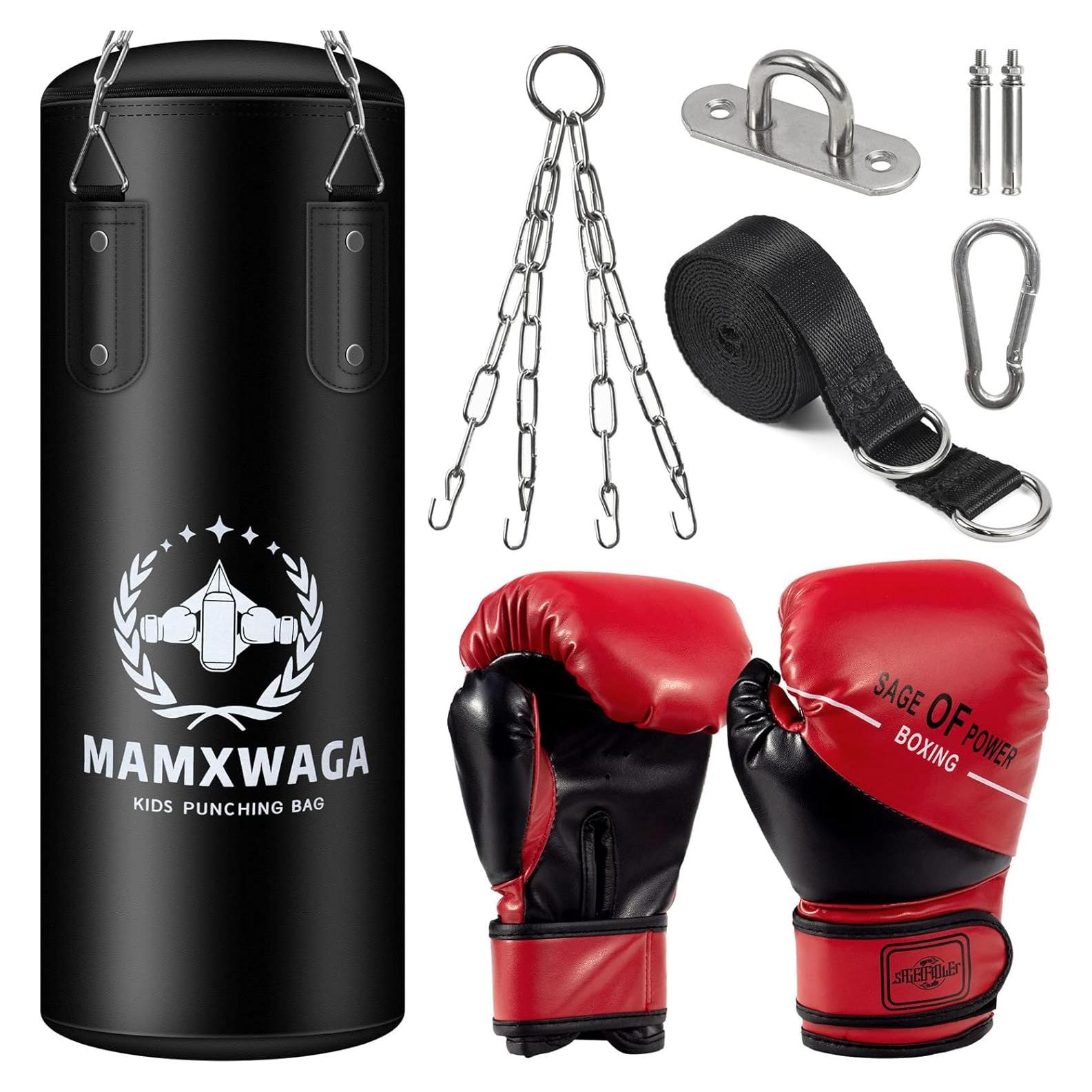 Saco de Boxeo para Niños Mamxwaga 2FT con Guantes 6oz