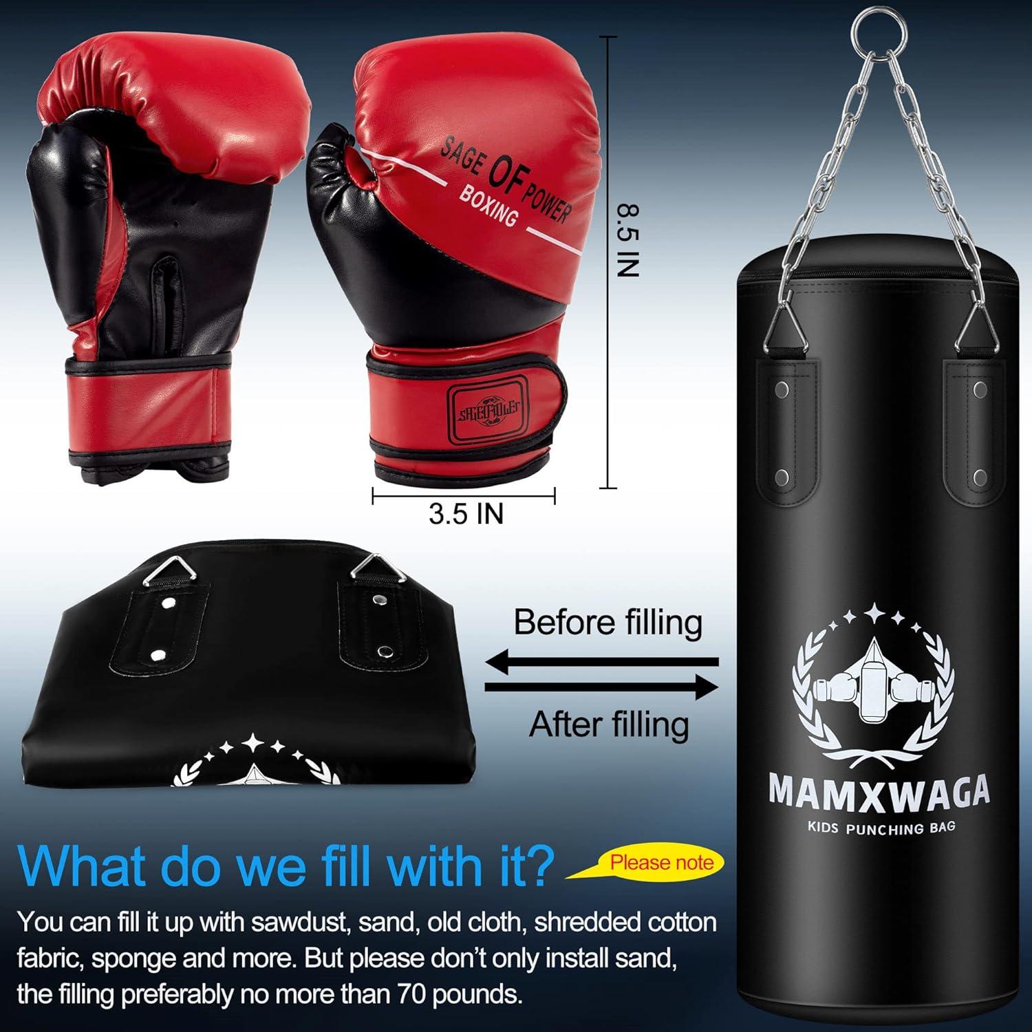 Saco de Boxeo para Niños Mamxwaga 2FT con Guantes 6oz