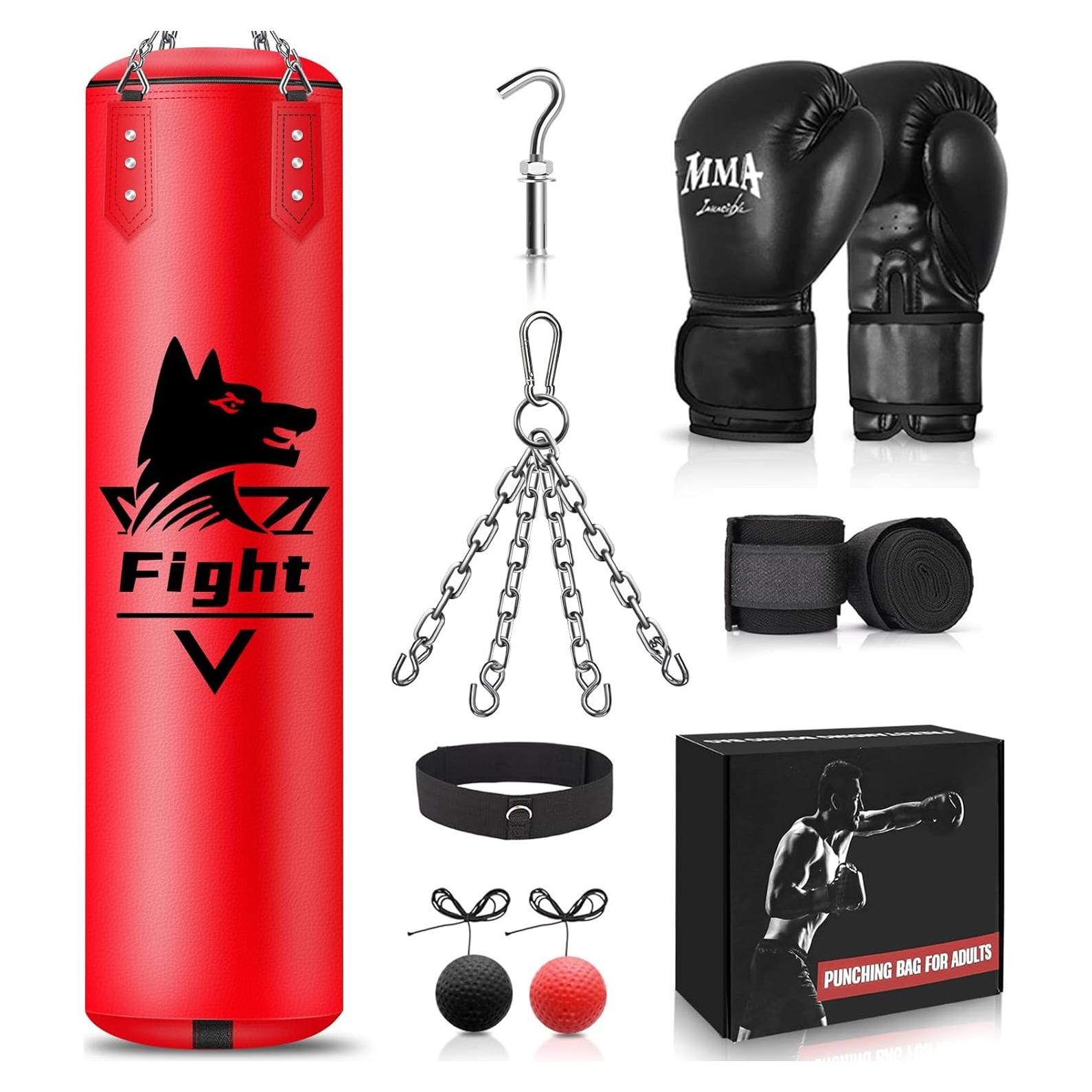 Bolsa de Boxeo Colgante YORWHIN 4FT + Guantes 12OZ + Accesorios