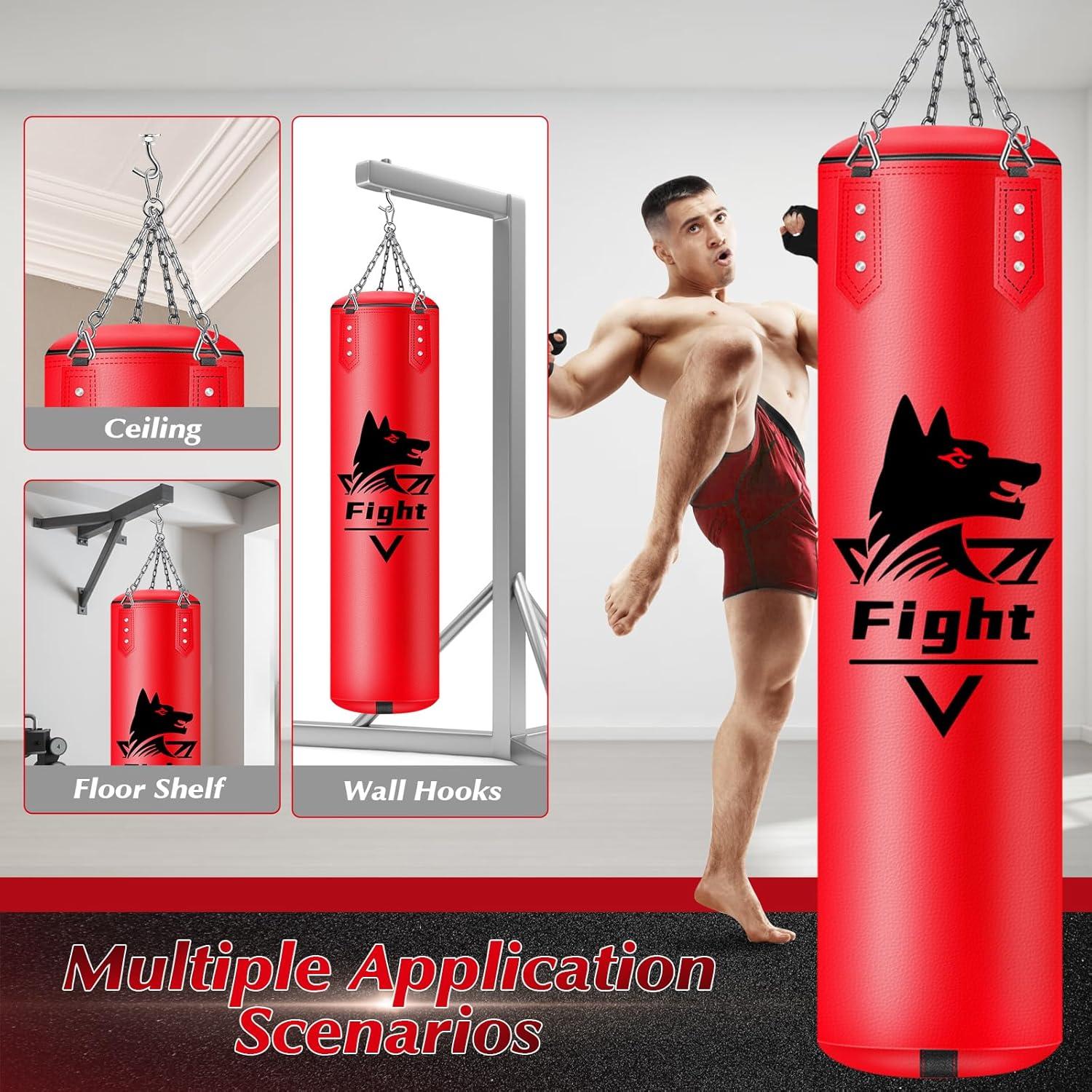 Bolsa de Boxeo Colgante YORWHIN 4FT + Guantes 12OZ + Accesorios
