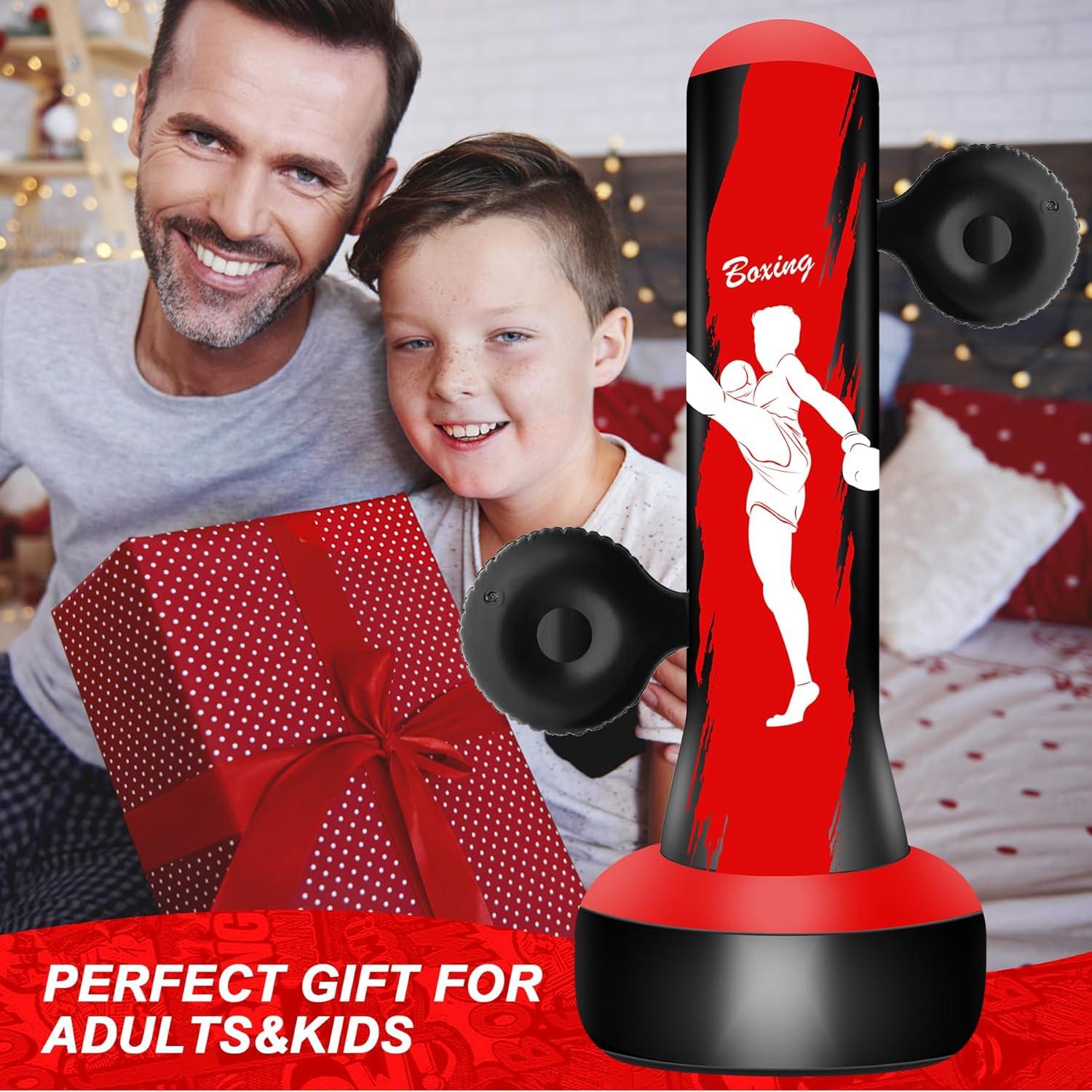 Saco de Boxeo Inflable Vobab 175 cm con Guantes y Almohadillas