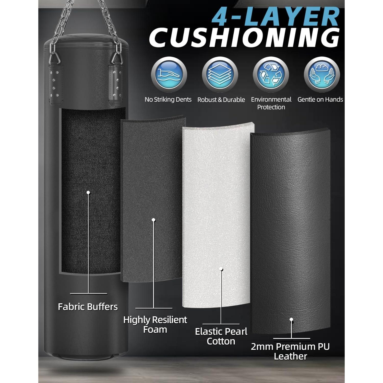 Saco de Boxeo ASBRAVO 4 pies PU + Guantes 12 oz + Accesorios