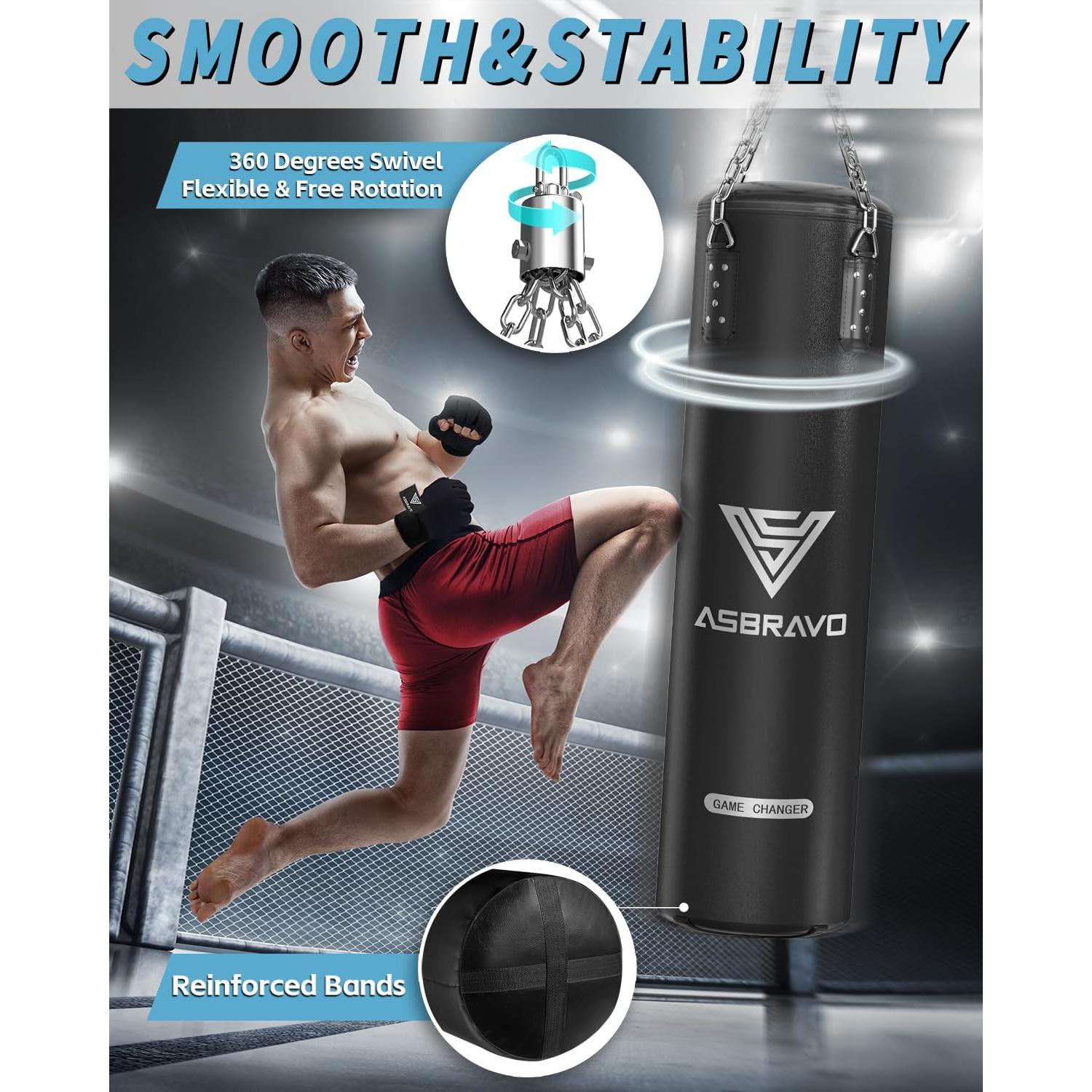 Saco de Boxeo ASBRAVO 4 pies PU + Guantes 12 oz + Accesorios