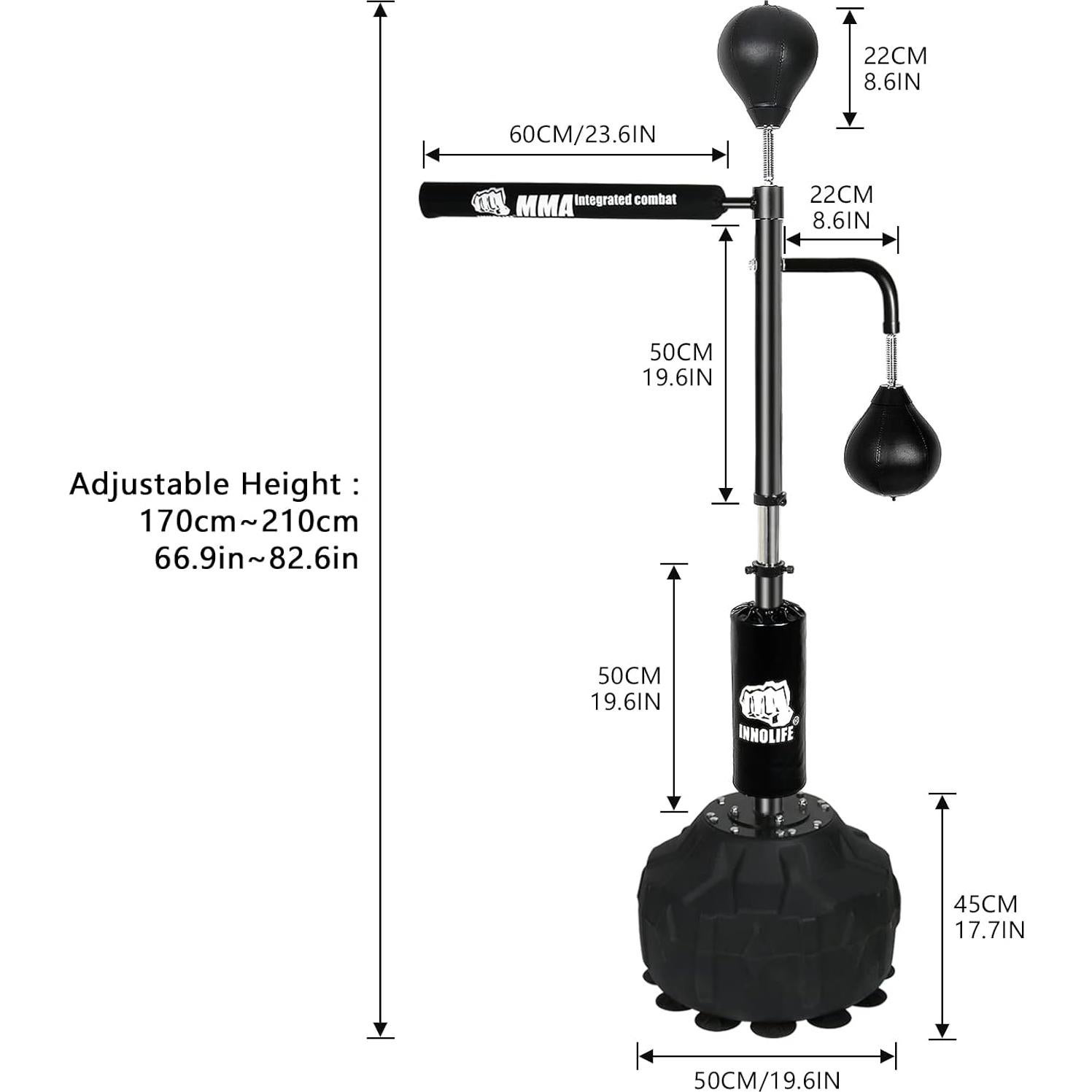 Entrenador de Velocidad de Boxeo INNOLIFE Altura Ajustable 170-210 cm
