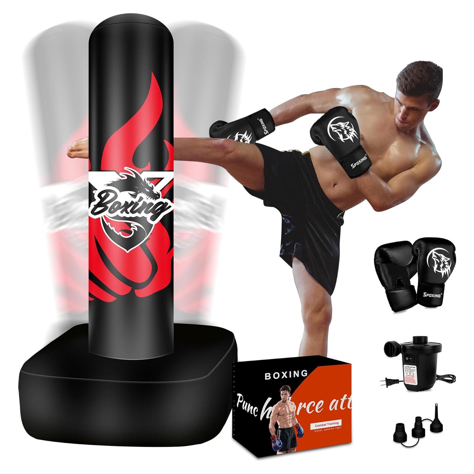 Saco de Boxeo Autómono SPOXING 178 cm con Guantes y Bomba