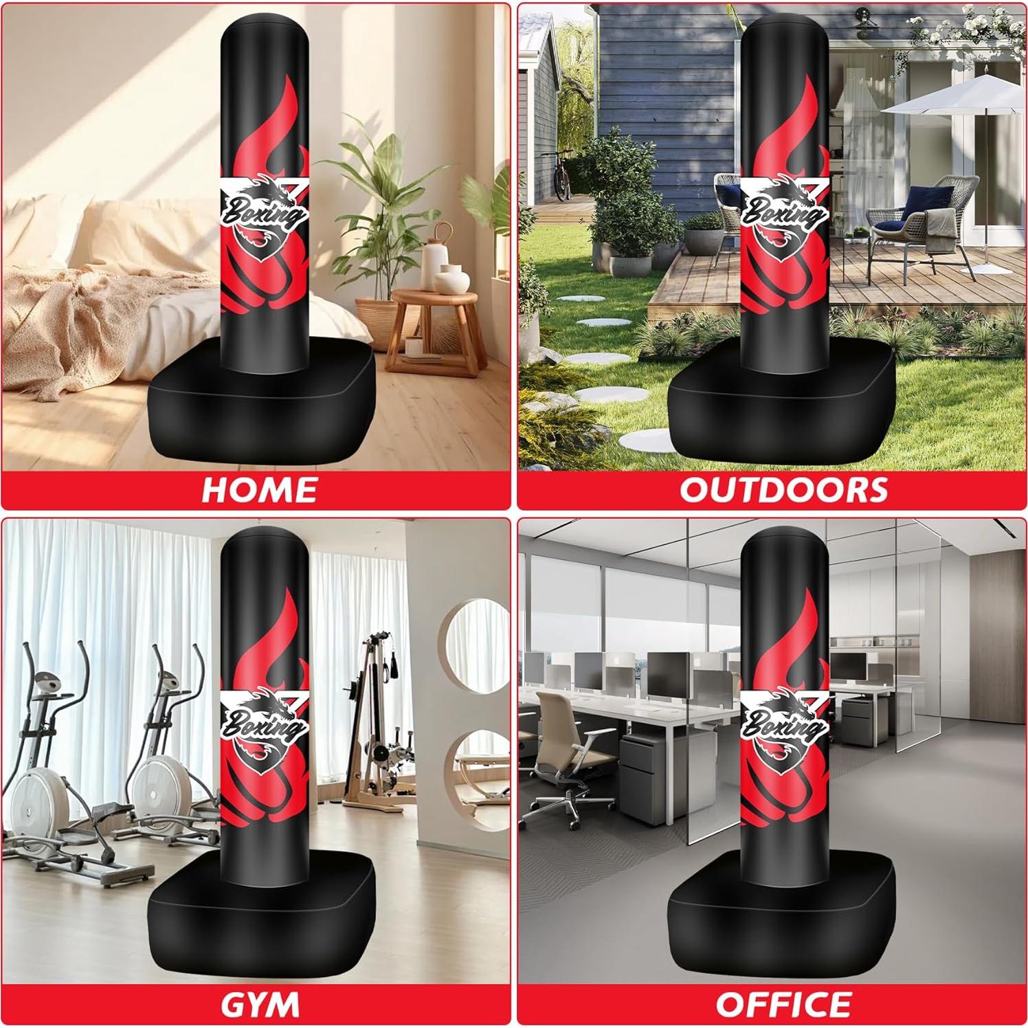 Saco de Boxeo Autómono SPOXING 178 cm con Guantes y Bomba