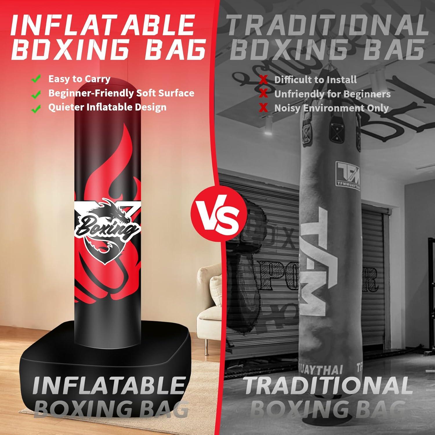 Saco de Boxeo Autómono SPOXING 178 cm con Guantes y Bomba