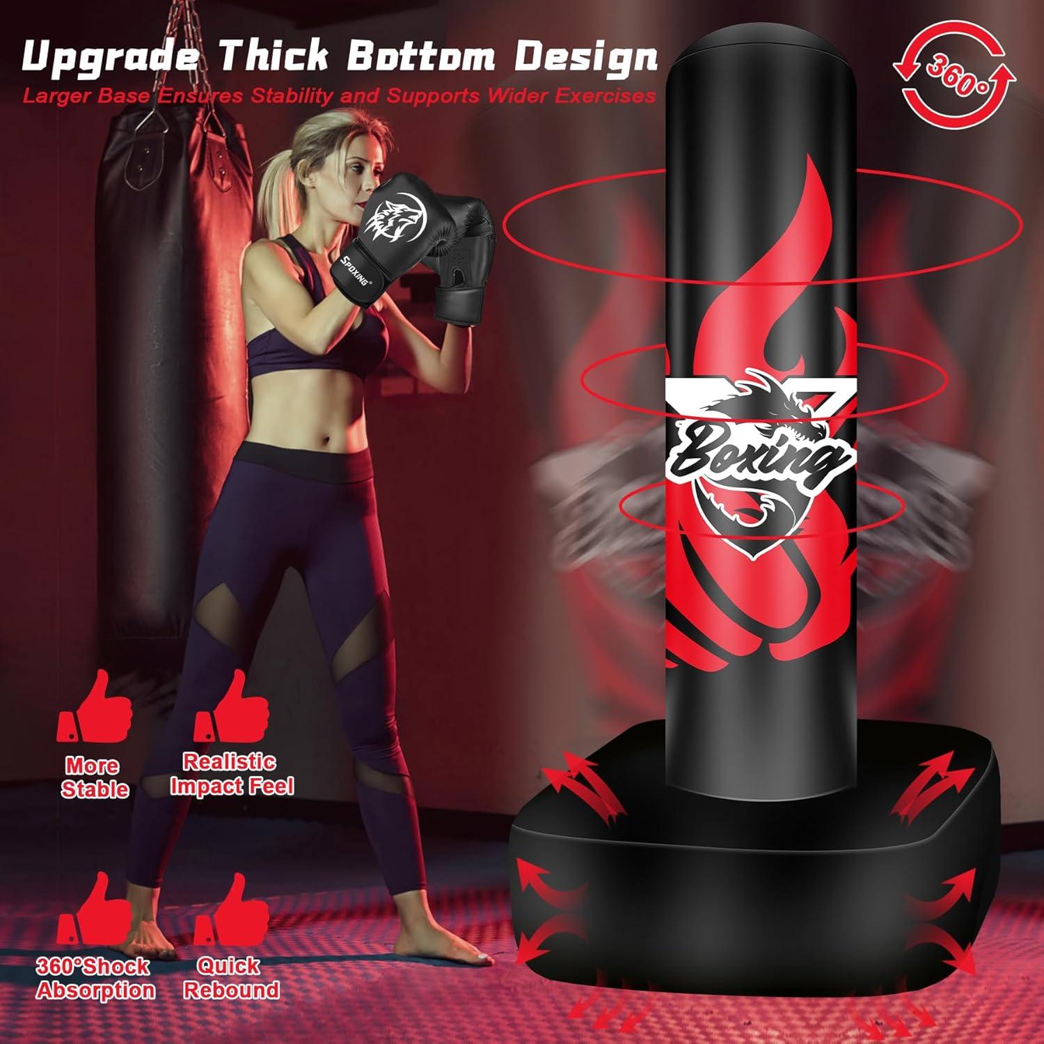 Saco de Boxeo Autómono SPOXING 178 cm con Guantes y Bomba