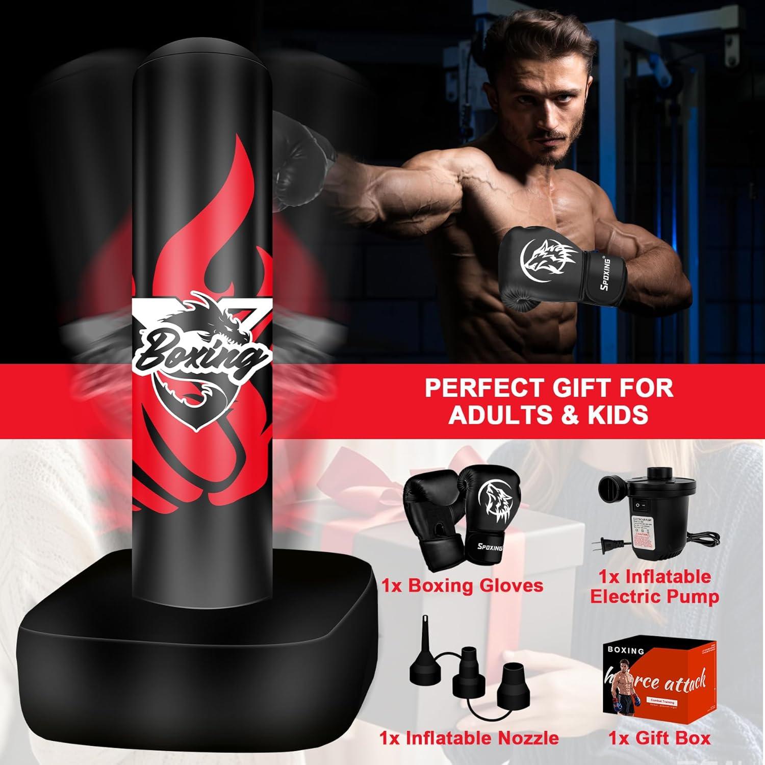 Saco de Boxeo Autómono SPOXING 178 cm con Guantes y Bomba