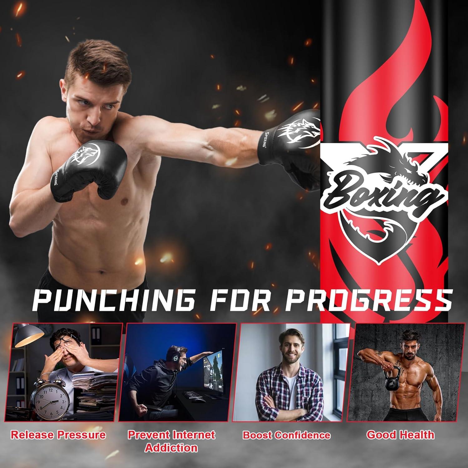 Saco de Boxeo Autómono SPOXING 178 cm con Guantes y Bomba