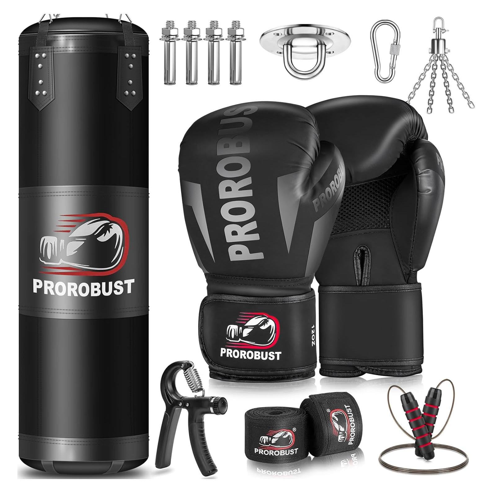 Saco de Boxeo Prorobust 4ft + Guantes 12oz para Entrenamiento