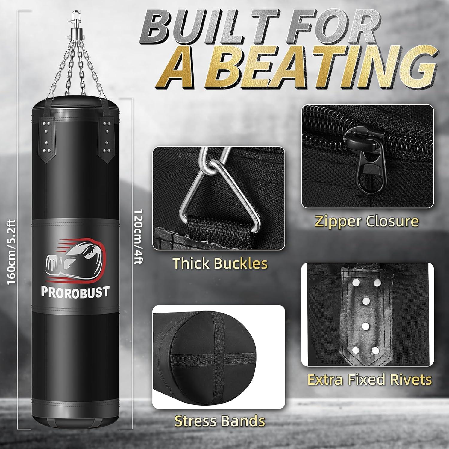 Saco de Boxeo Prorobust 4ft + Guantes 12oz para Entrenamiento