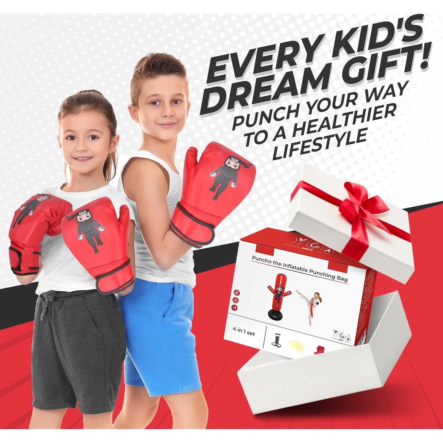 Saco de Boxeo Inflable para Niños YGA Sports 160 cm Rojo