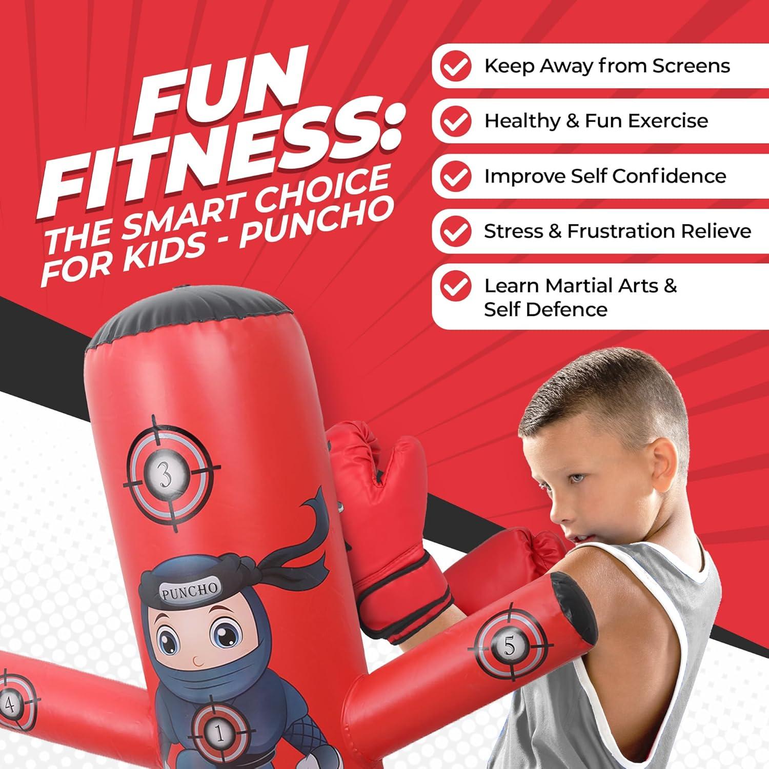 Saco de Boxeo Inflable para Niños YGA Sports 160 cm Rojo