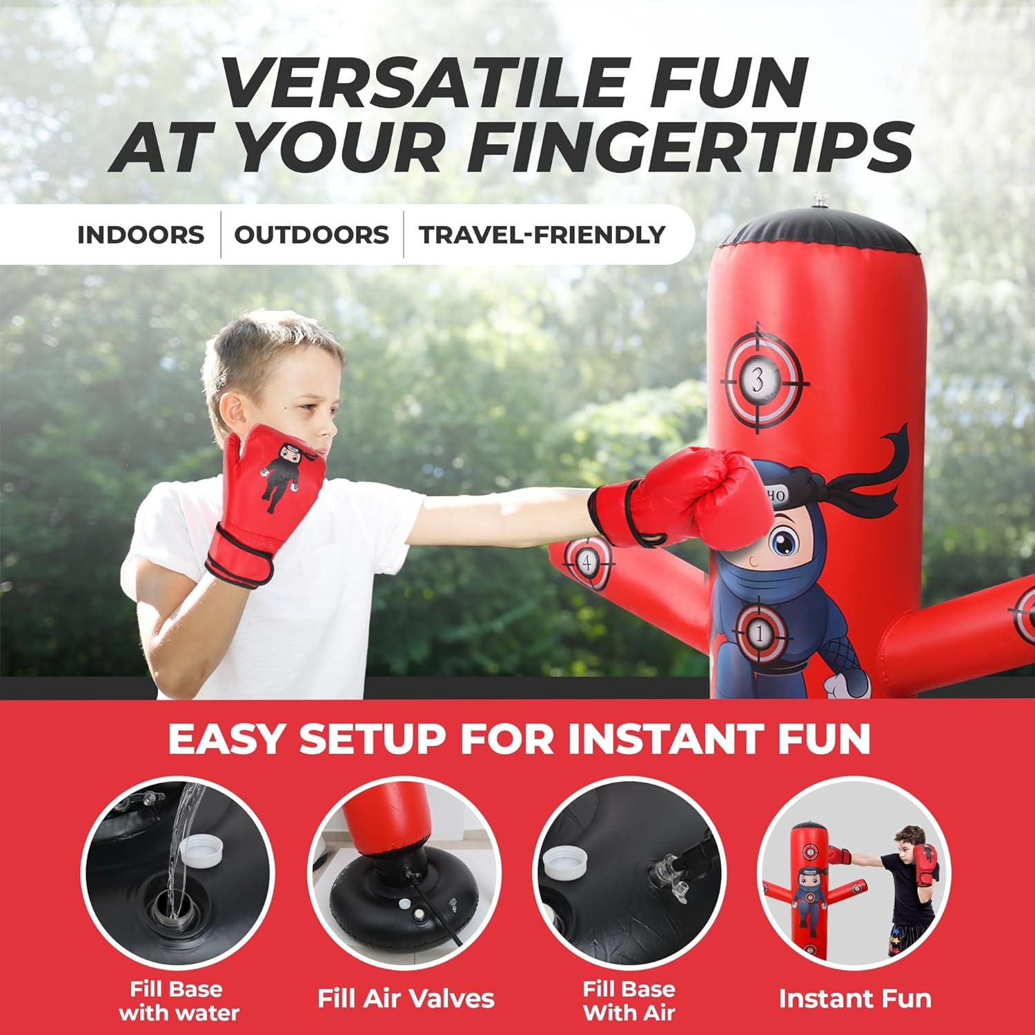 Saco de Boxeo Inflable para Niños YGA Sports 160 cm Rojo