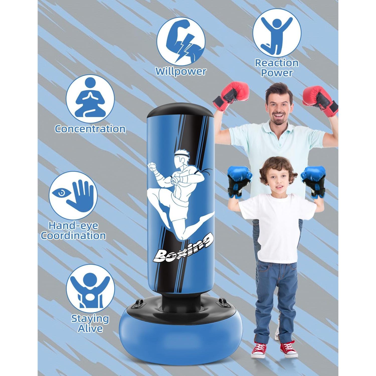 Bolsa de Boxeo Inflable YORWHIN 165 cm con Guantes para Niños