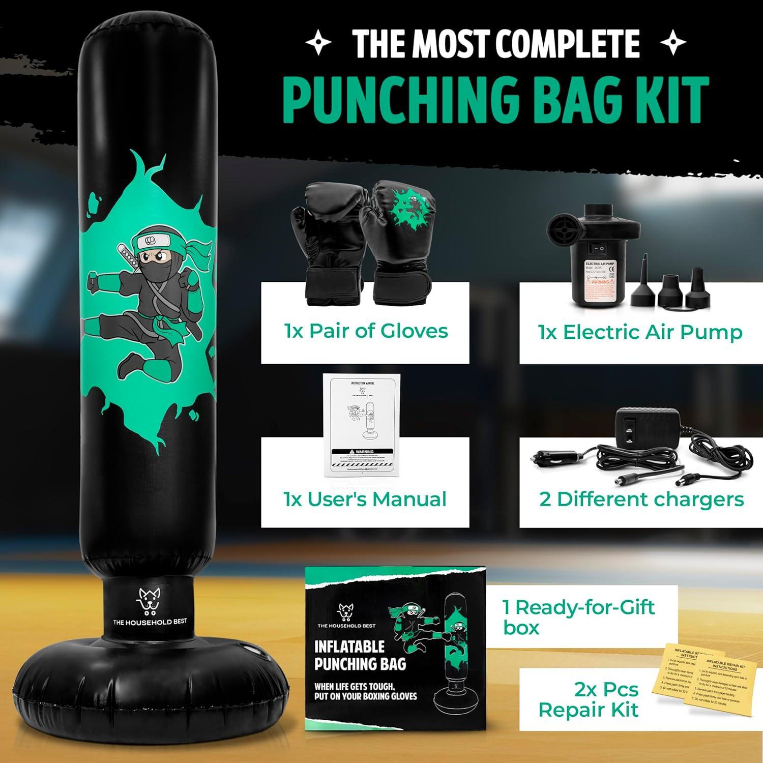 Saco de Boxeo Inflable The Household Best 160 cm con Guantes