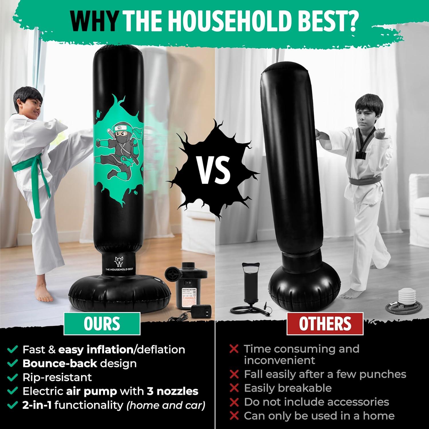 Saco de Boxeo Inflable The Household Best 160 cm con Guantes