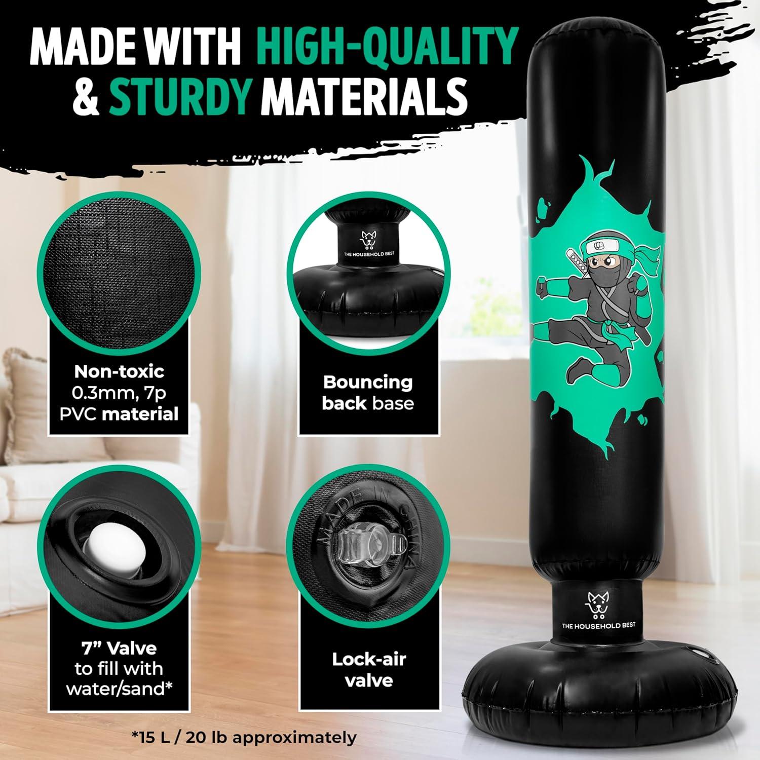 Saco de Boxeo Inflable The Household Best 160 cm con Guantes