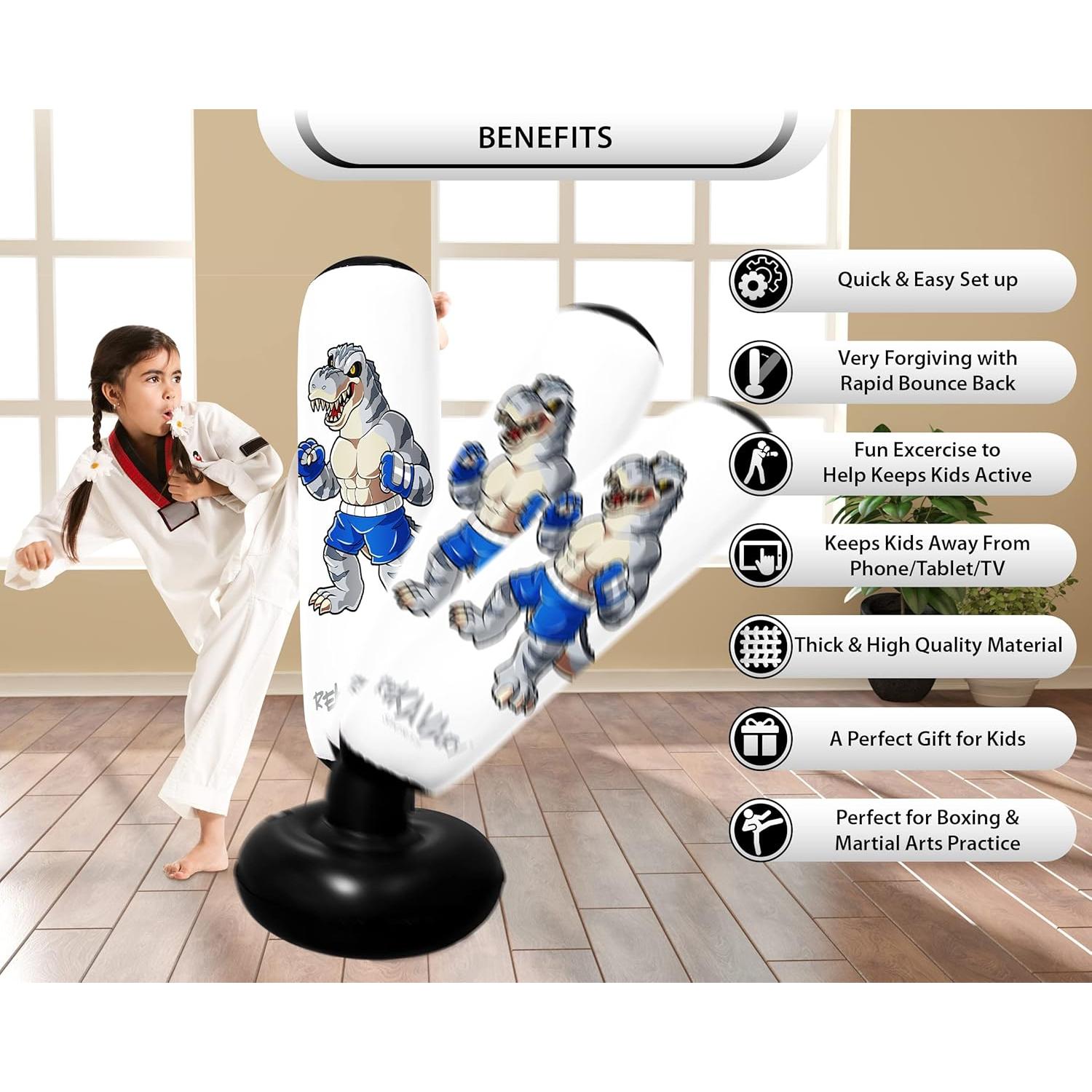 Saco de Boxeo Inflable Rekavary 1.60 m con Guantes y Bomba