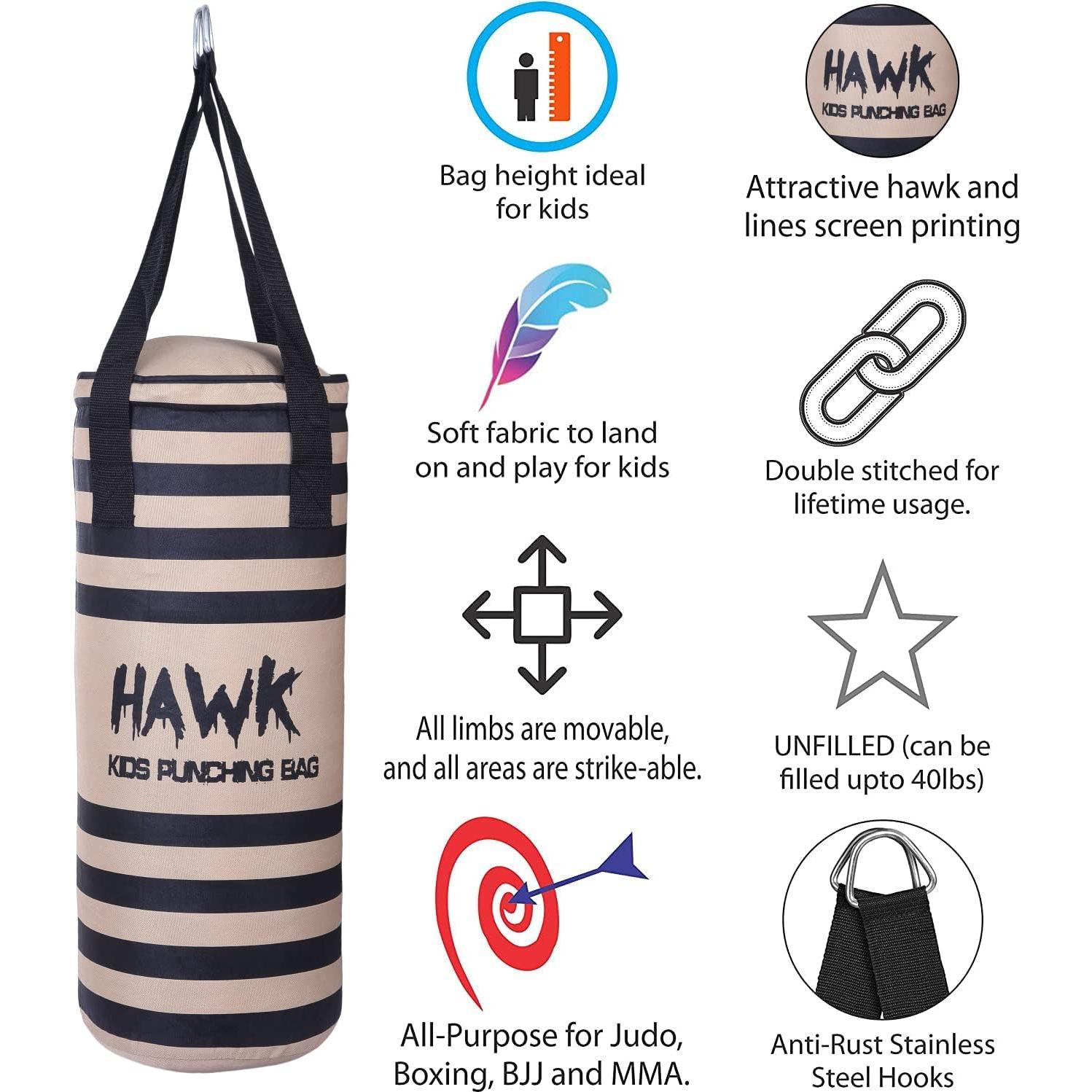 Saco de Boxeo para Niños Hawk 61 cm Sin Relleno MMA