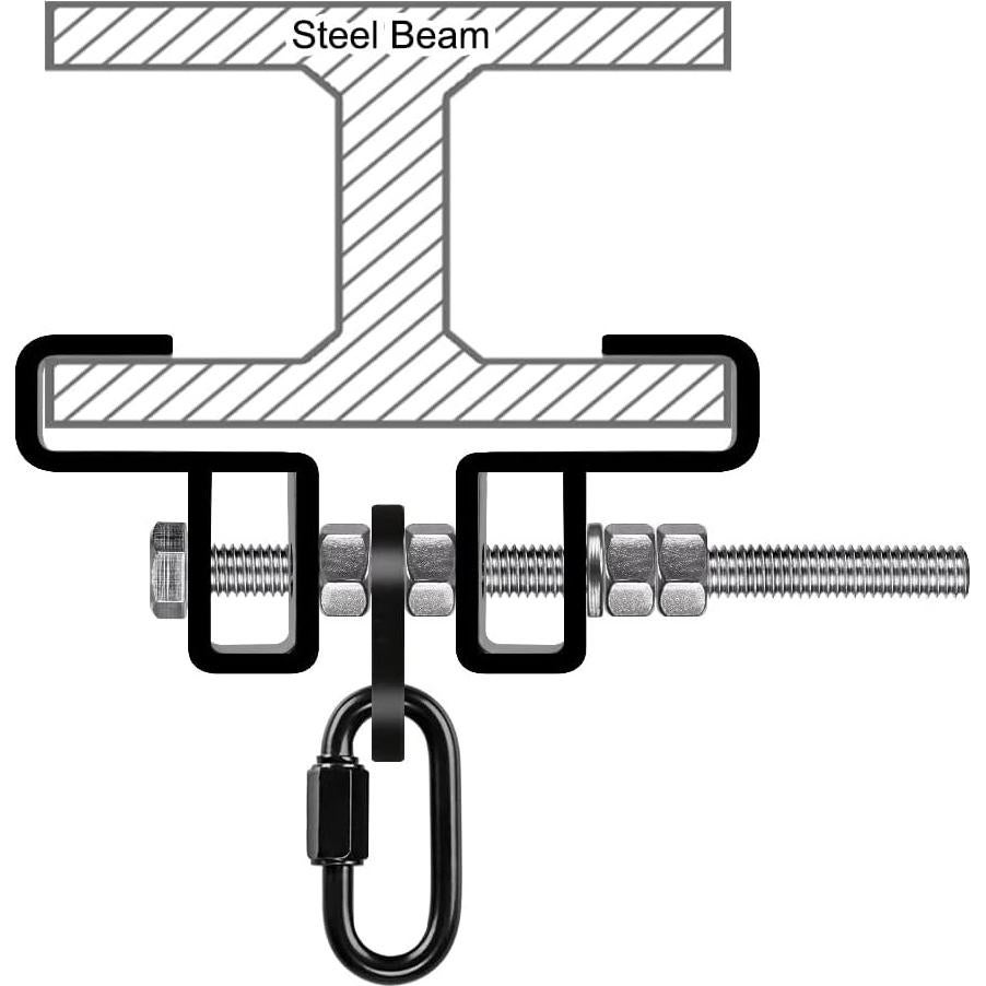 Abrazadera de Viga de Acero SELEWARE con Mosquetón 2 Paquetes